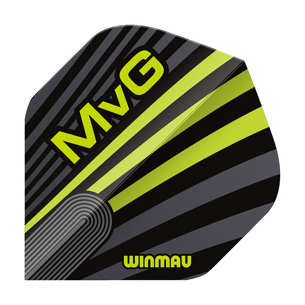 Das Bild zeigt Winmau Prism Delta MvG Grey Green No2 Standard Flights. Dart-Flights in grauer und grüner Farbe sind abgebildet.