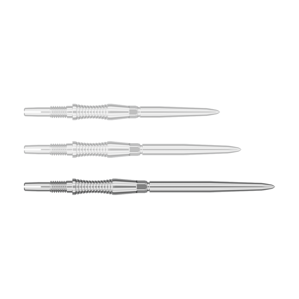 Puntas de dardos Target Swiss Point Signature RST - Plata Dargestellt ist eine Dartspitze mit dem Dateinamen '340302_Target_Swiss_Point_Dartspitzen_Signature_RST_Silber_42mm_1'. Zu sehen ist eine silberne Dartspitze mit 42mm Länge.