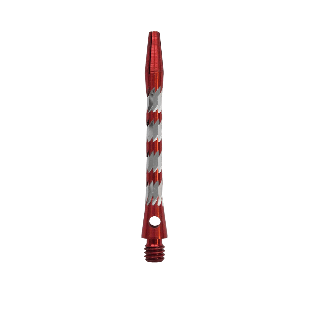 Ejes de aluminio Bulls NL Minor - Rojo - 46 mm Bulls NL Minor Aluminium Shafts in Rot, 46 mm lang. Das Bild zeigt einen roten Aluminiumschaft für Dartpfeile.