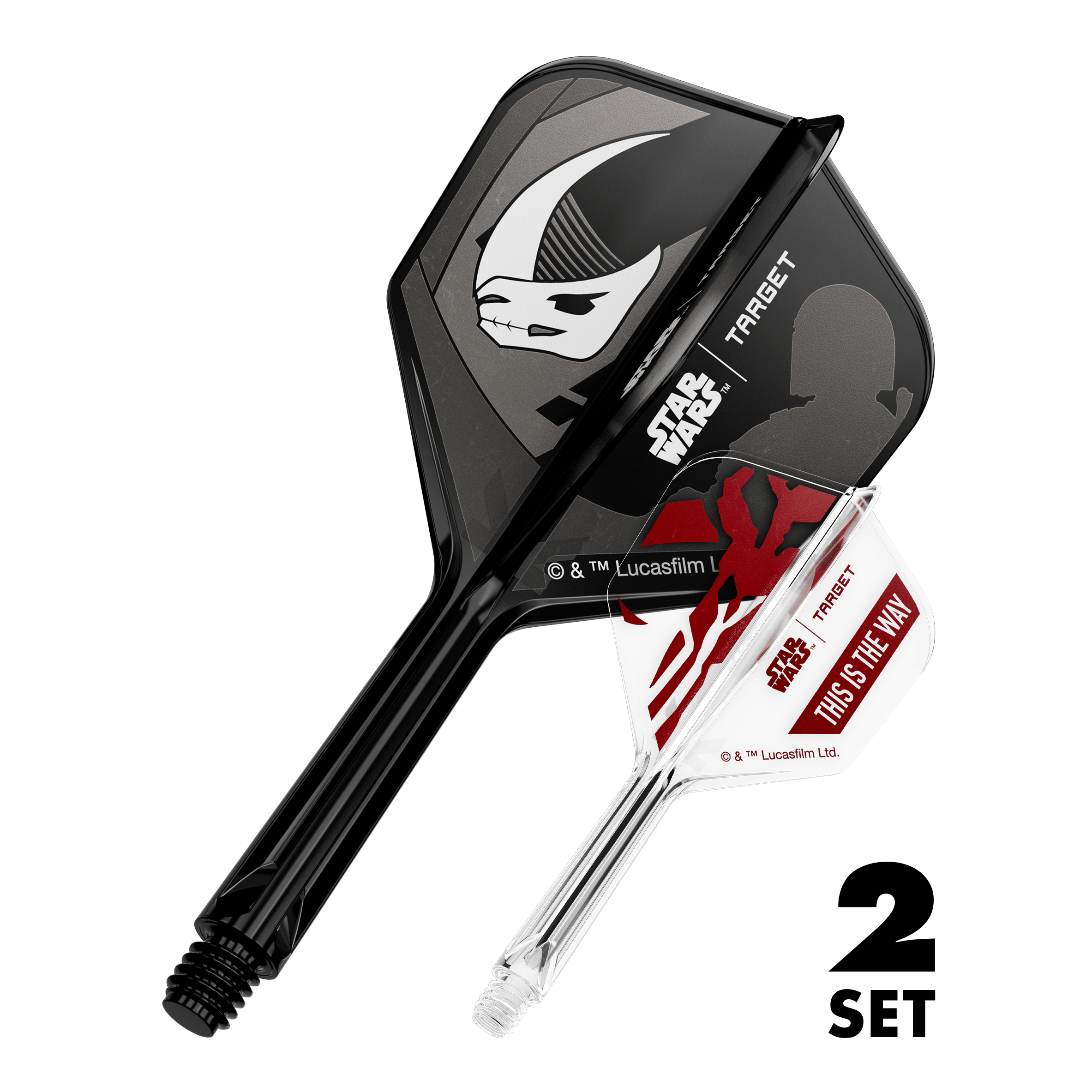 Set Target Star Wars K-Flex Mandalorian No6 Vuelos Bild zeigt das Produkt mit dem Dateinamen 410624_Target_StarWars_K-Flex_Mandalorian_2PackSet_No6_Flights_26mm_1. Die Grafik stellt vermutlich ein Star Wars Mandalorian Thema dar.