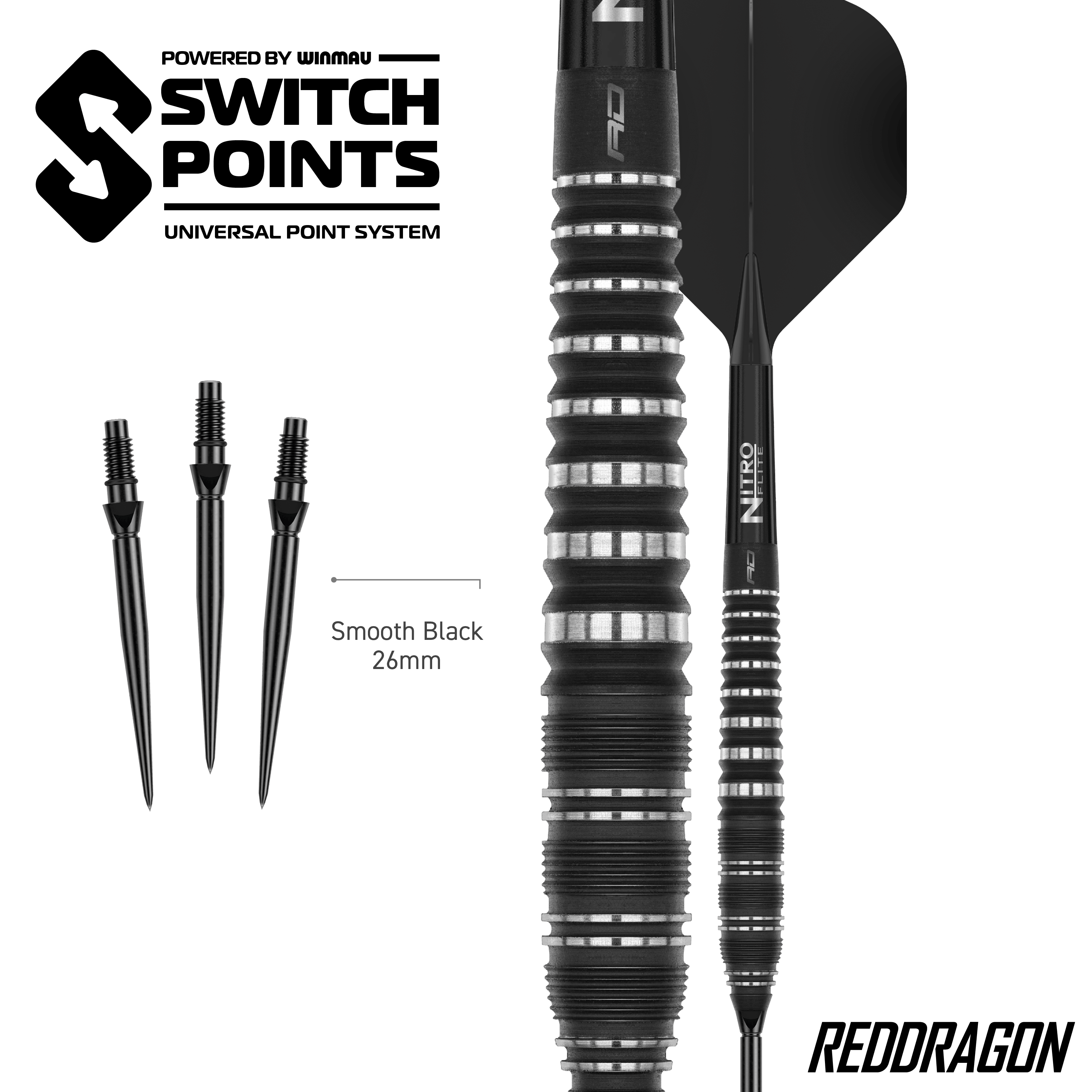 Dardos de acero Red Dragon Sable Torpedo Switch Point Zu sehen sind Red Dragon Sable Torpedo Switch Point Steeldarts. Diese Darts bieten gute Griffigkeit und Stabilität beim Wurf.