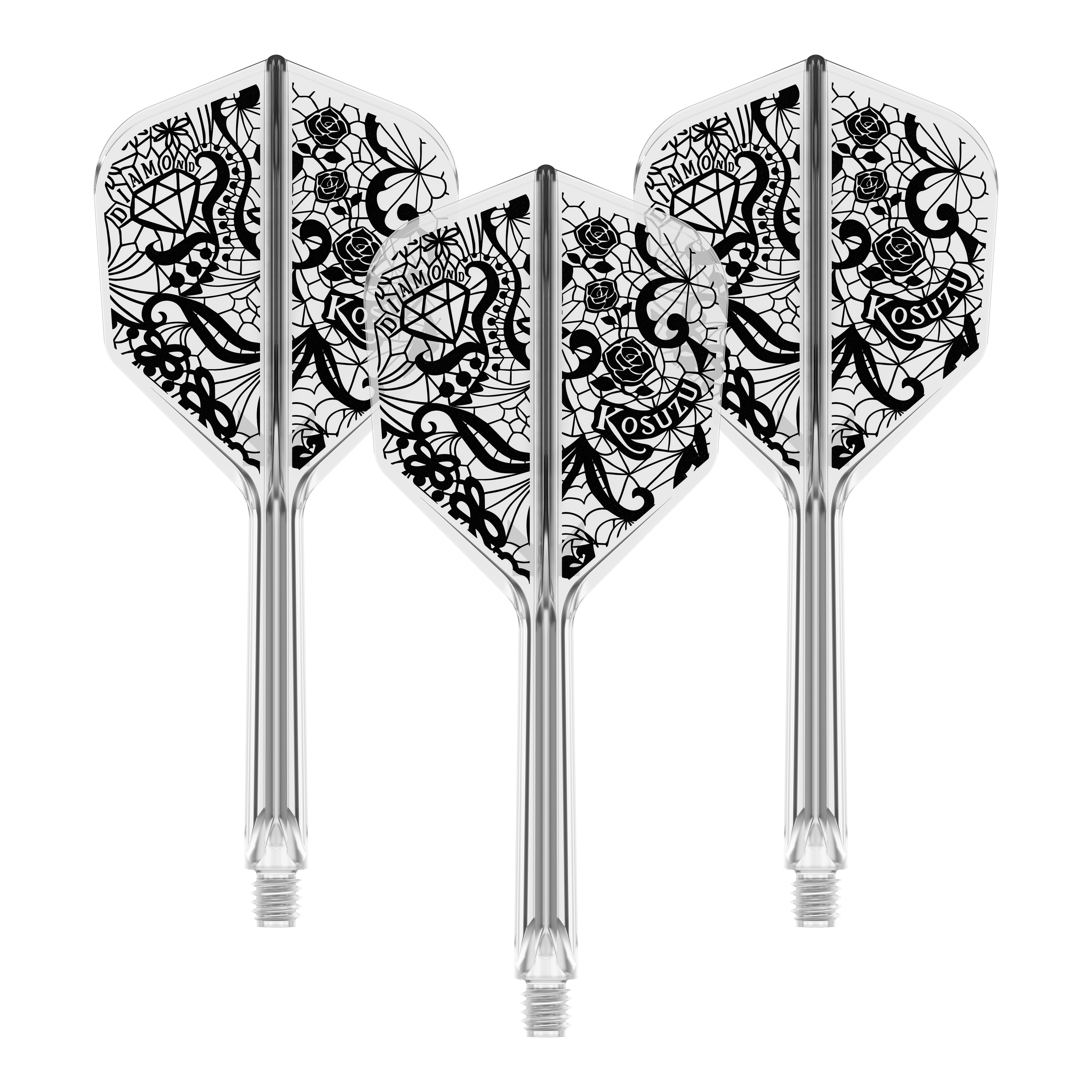 Sistema de eje de vuelo Target Japan K-Flex Diamond No6 Abgebildet ist ein Produkt mit dem Namen 410241_Target_Japan_K-Flex_Diamond_No6_Flight-Shaft_System_33mm_1Set. Es handelt sich vermutlich um eine Dartschaft-Kombination.