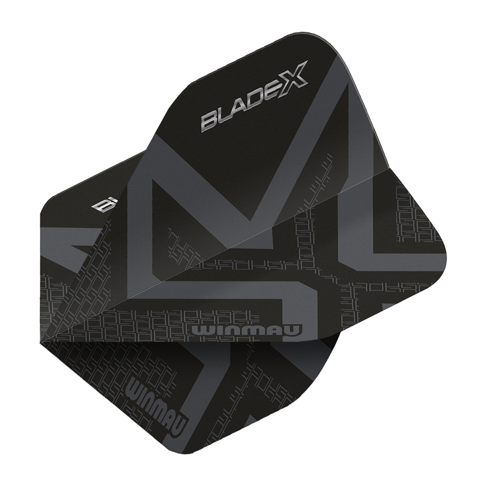 Plumas estándar Winmau Prism Delta Blade X Metallic Black No2 Winmau Prism Delta Blade X Metallic Black No2 Standard Flights wird gezeigt. Ein Dartflugblatt in metallischem Schwarz, Standardgröße Nummer 2.