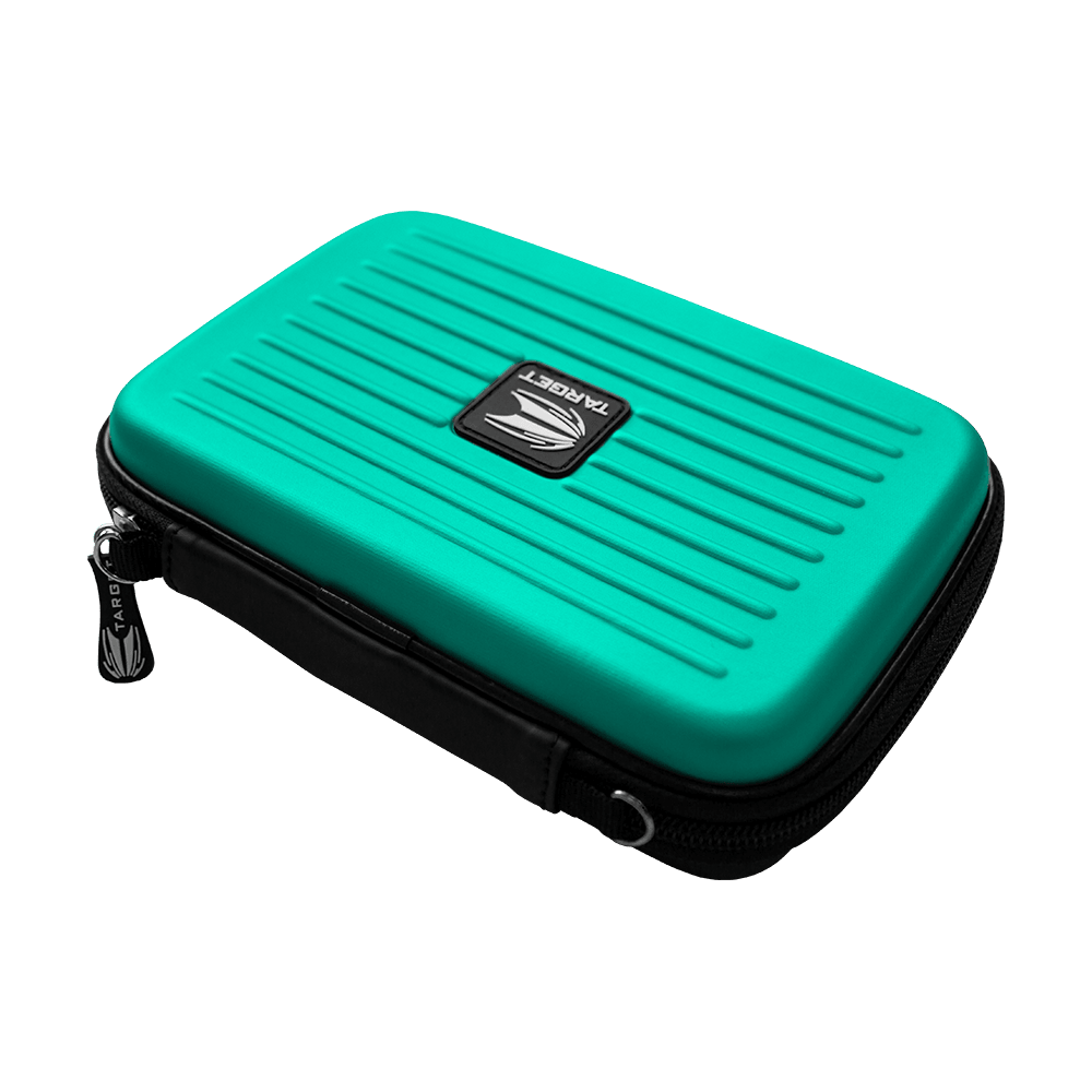 125832_Target_Takoma_XL_Dartwallet_Aqua_2 Das Bild zeigt das Produkt "Target Takoma XL Dartwallet". Es ist ein Dart-Etui mit harter, türkisfarbener Schale und schwarzem Reißverschluss.