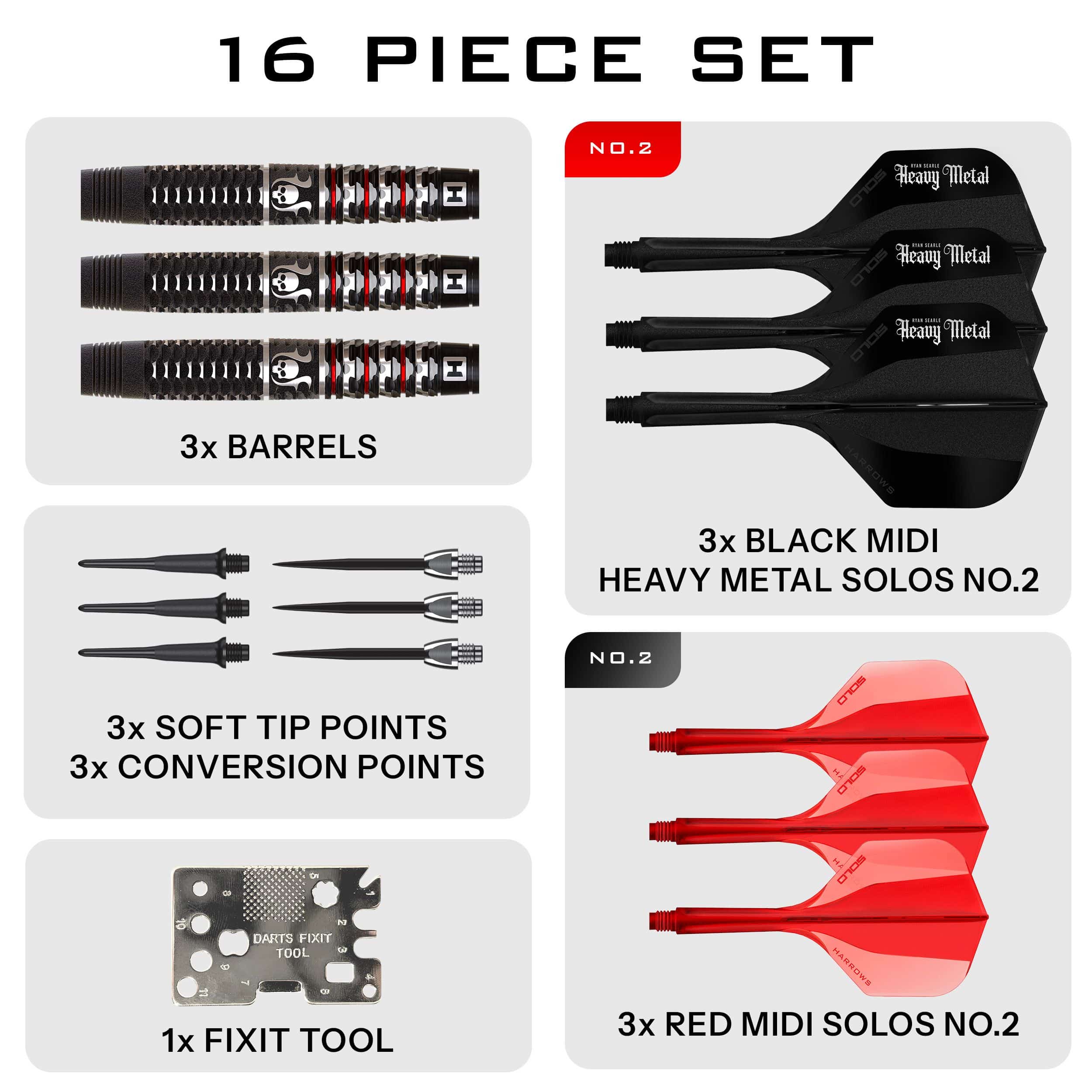 Harrows Ryan Searle Geo Softdarts - 20g Harrows Ryan Searle Geo Softdarts mit 20g sind abgebildet. Die Darts wirken dynamisch und professionell.