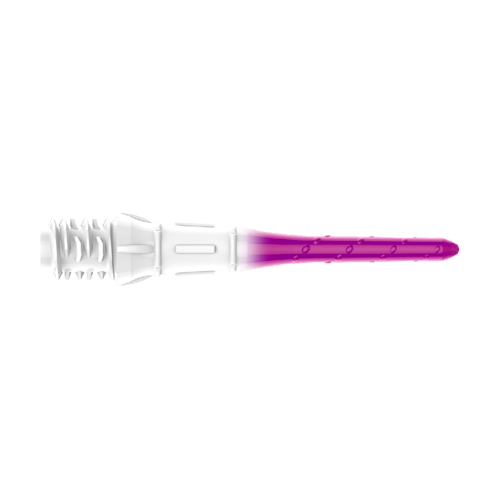Puntas de dardos degradadas Lippoint Premium estilo L (paquete de 30) Das Bild zeigt L-Style Premium Lippoint Gradiation Dartspitzen 30er Pack in der Farbe Grape. Die Dartspitzen sind in einer Nahaufnahme dargestellt.
