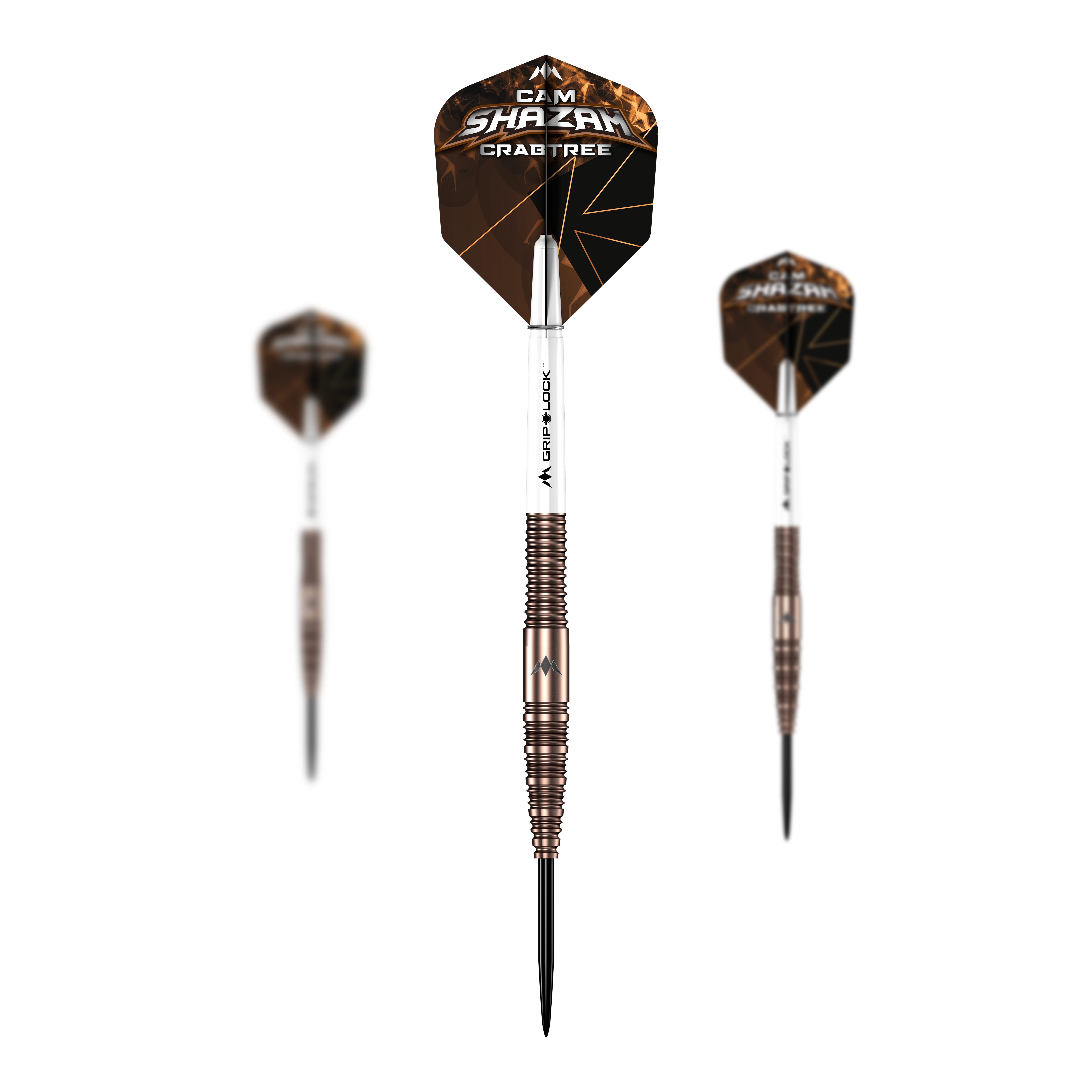 Dardos Mission Cam Crabtree V2 de acero de tungsteno al 95 % Das Bild präsentiert ein Set der Mission Cam Crabtree V2 Steeldarts. Mehrere Dartpfeile werden gemeinsam gezeigt.