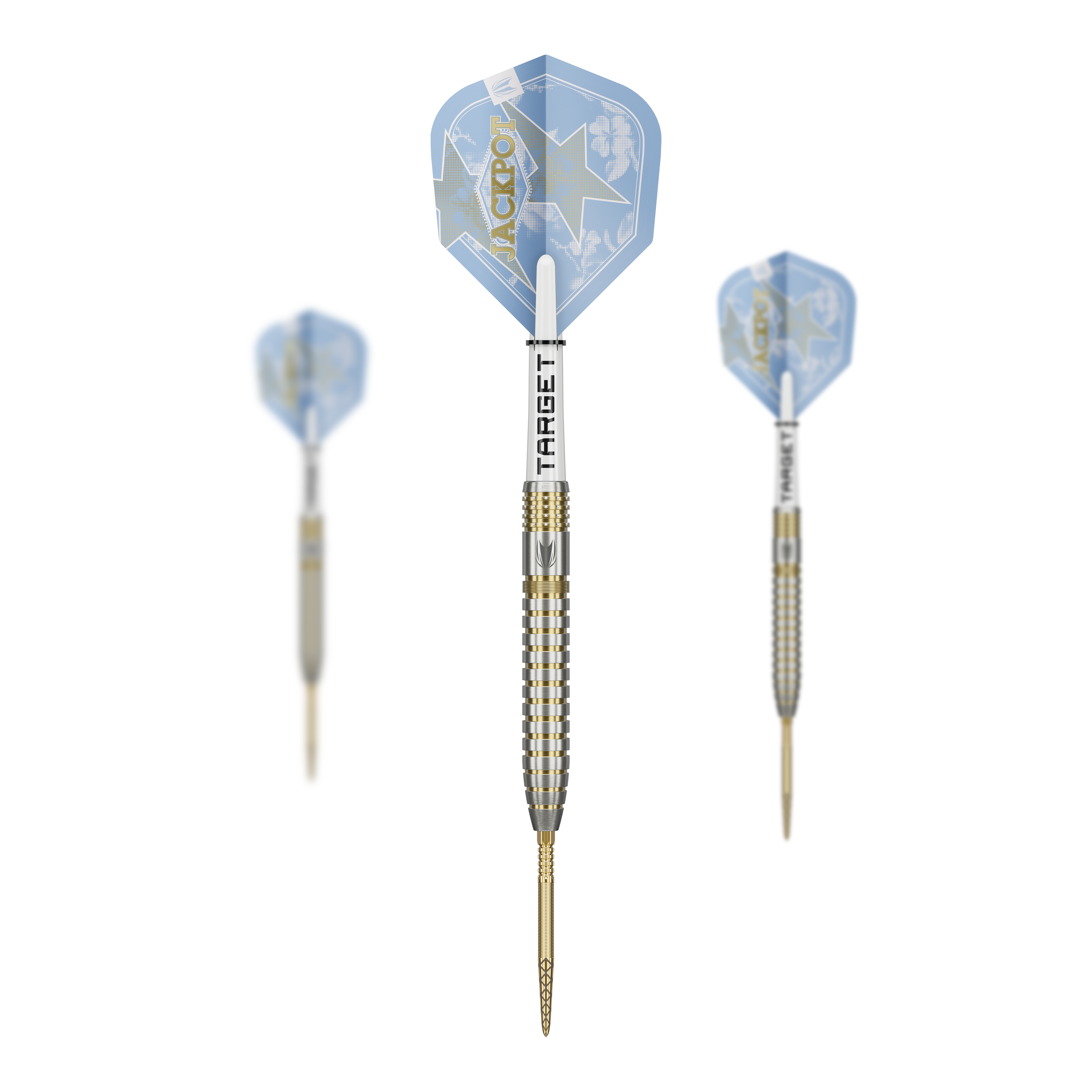 Zu sehen sind die Target Adrian Lewis Showdown Swiss Points Steeldarts. Es handelt sich um hochwertige Darts mit Swiss Points Spitzen.
