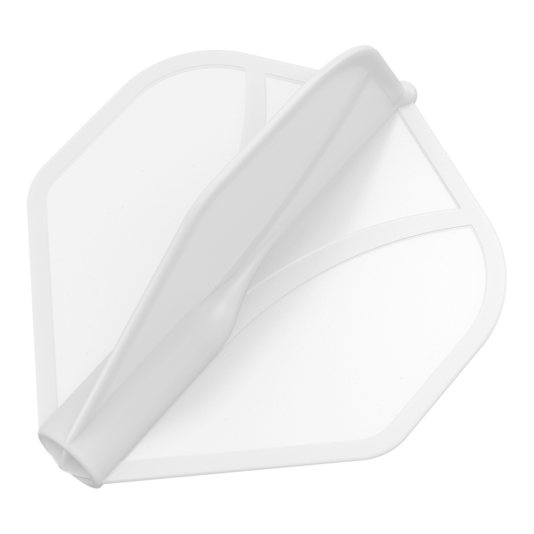 Perfil aerodinámico moldeado No2 Vuelos estándar Das Bild zeigt eine transparente Dart-Flügel. Er hat eine aerodynamische Form und ist hauptsächlich weiß.