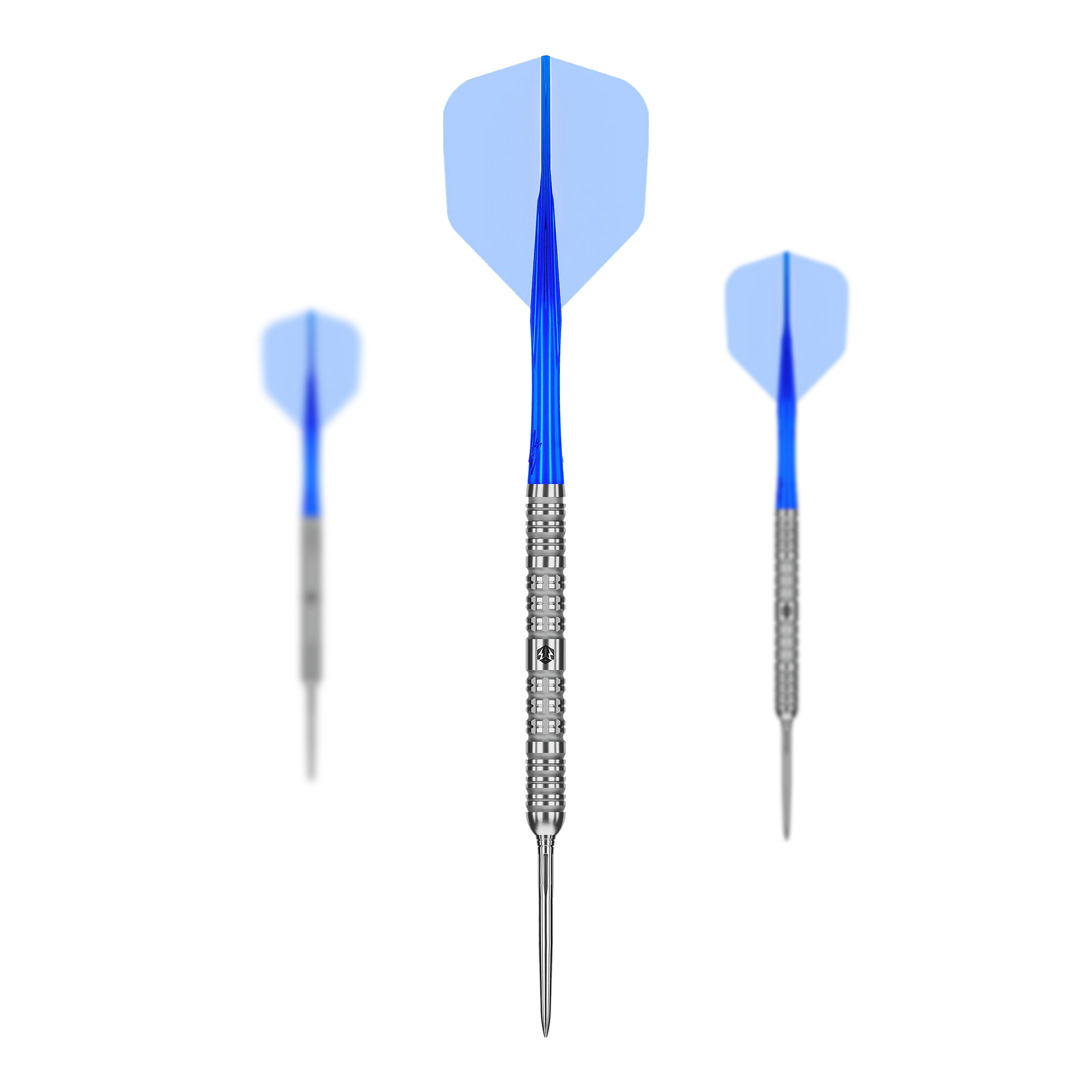 Dardos de acero Caliburn Rix EZ-EVO R1 Auf diesem Bild sieht man die Caliburn Rix EZ-EVO R1 Steeldarts im Set. Die Steeldarts sind zusammen angeordnet.