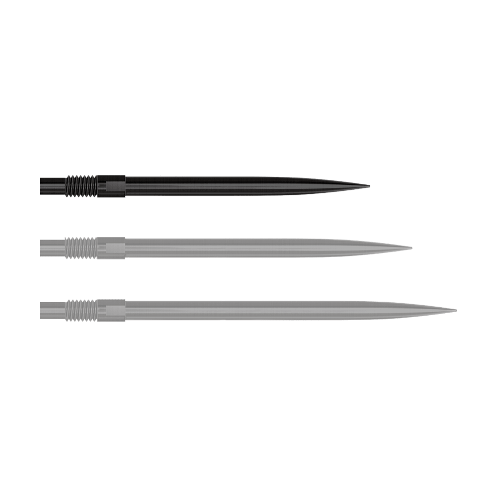 Abgebildet ist ein Produkt mit dem Dateinamen 'QP23974_Harrows_QuickPoint_Dartspitzen_Schwarz_30mm_1'. Das Bild zeigt schwarze Dartspitzen.