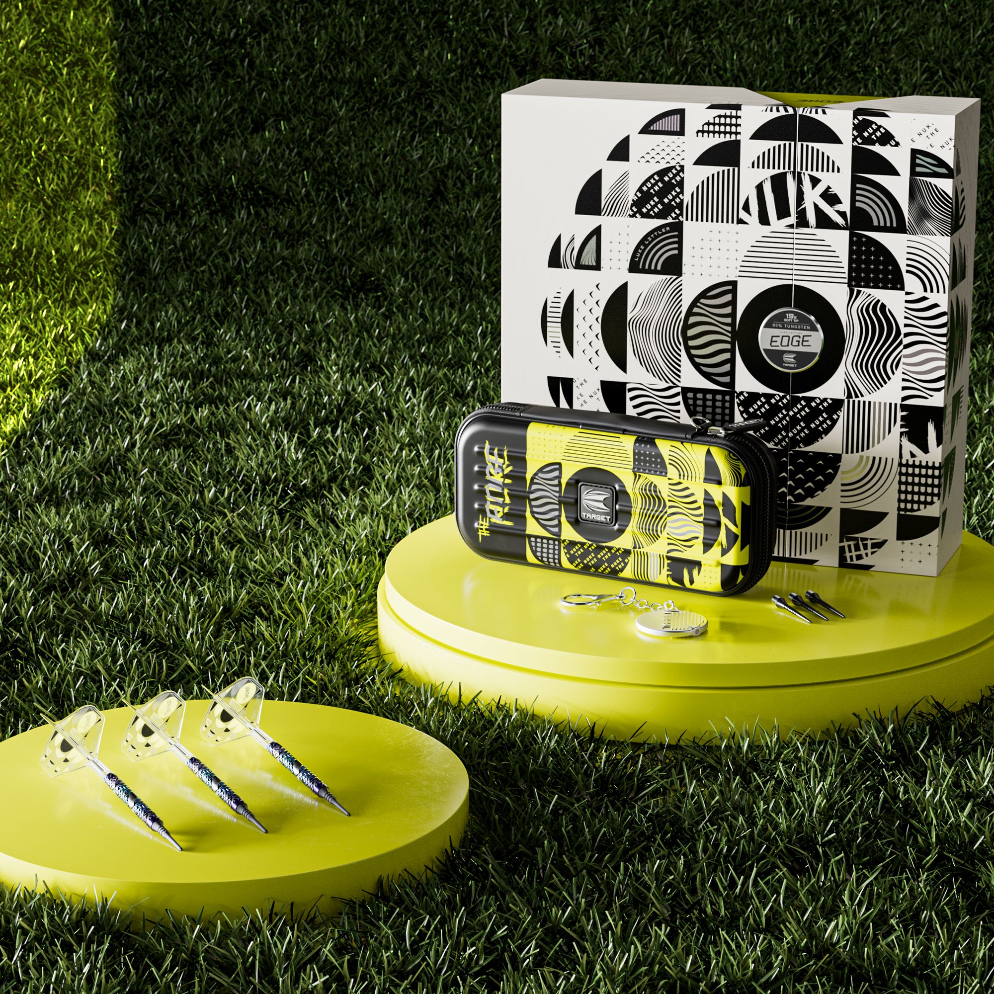 Dardos Target Luke Littler Edge Soft - 19 g Das Foto zeigt die Target Luke Littler Edge Softdarts - 19g. Im Mittelpunkt steht der präzise verarbeitete Dartpfeil.