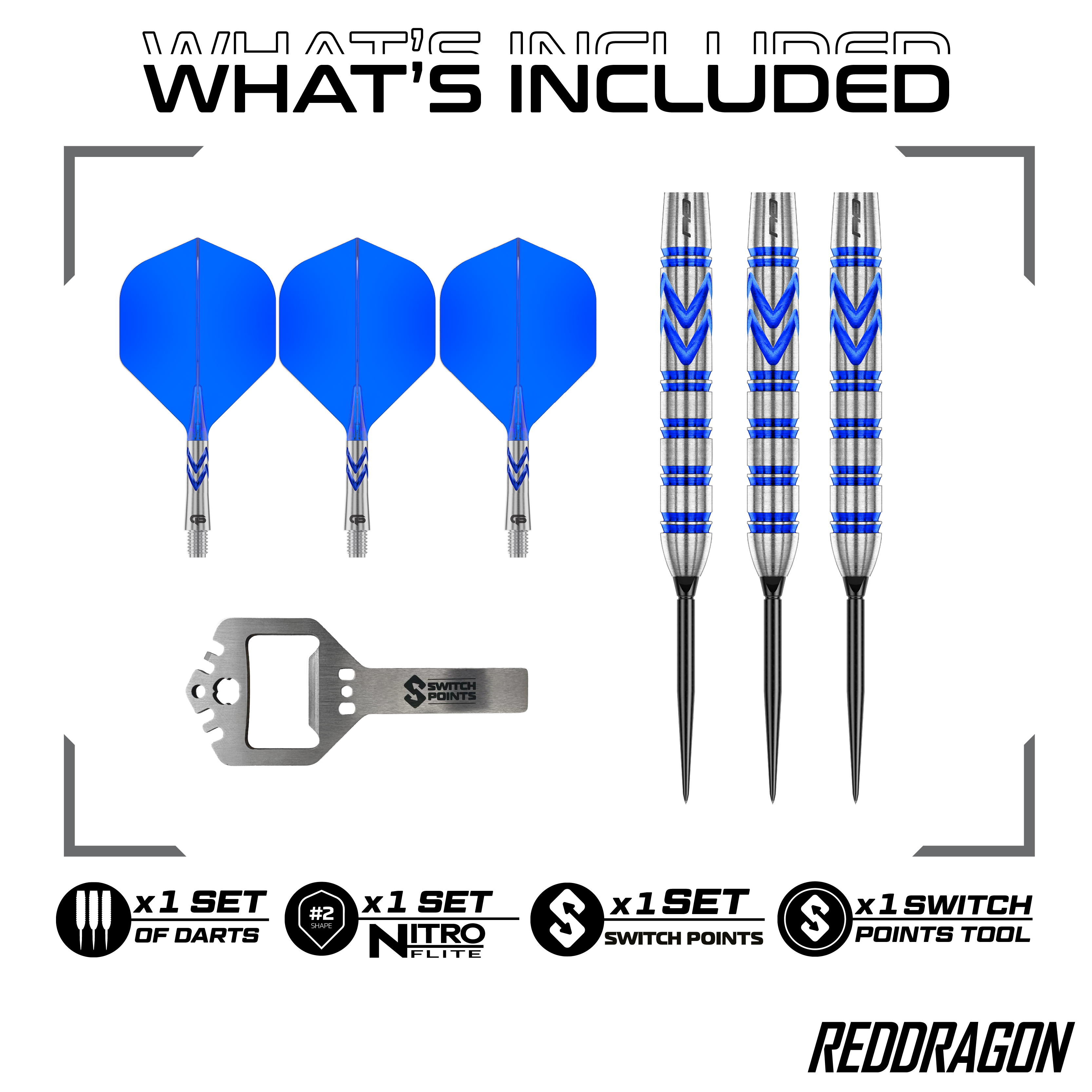 Dardos de acero Red Dragon Gerwyn Price Blue Original Switch Point Hier sind die Red Dragon Gerwyn Price Blue Original Switch Point Steeldarts abgebildet. Sie zeichnen sich durch ihr blaues Design und hohe Präzision aus.