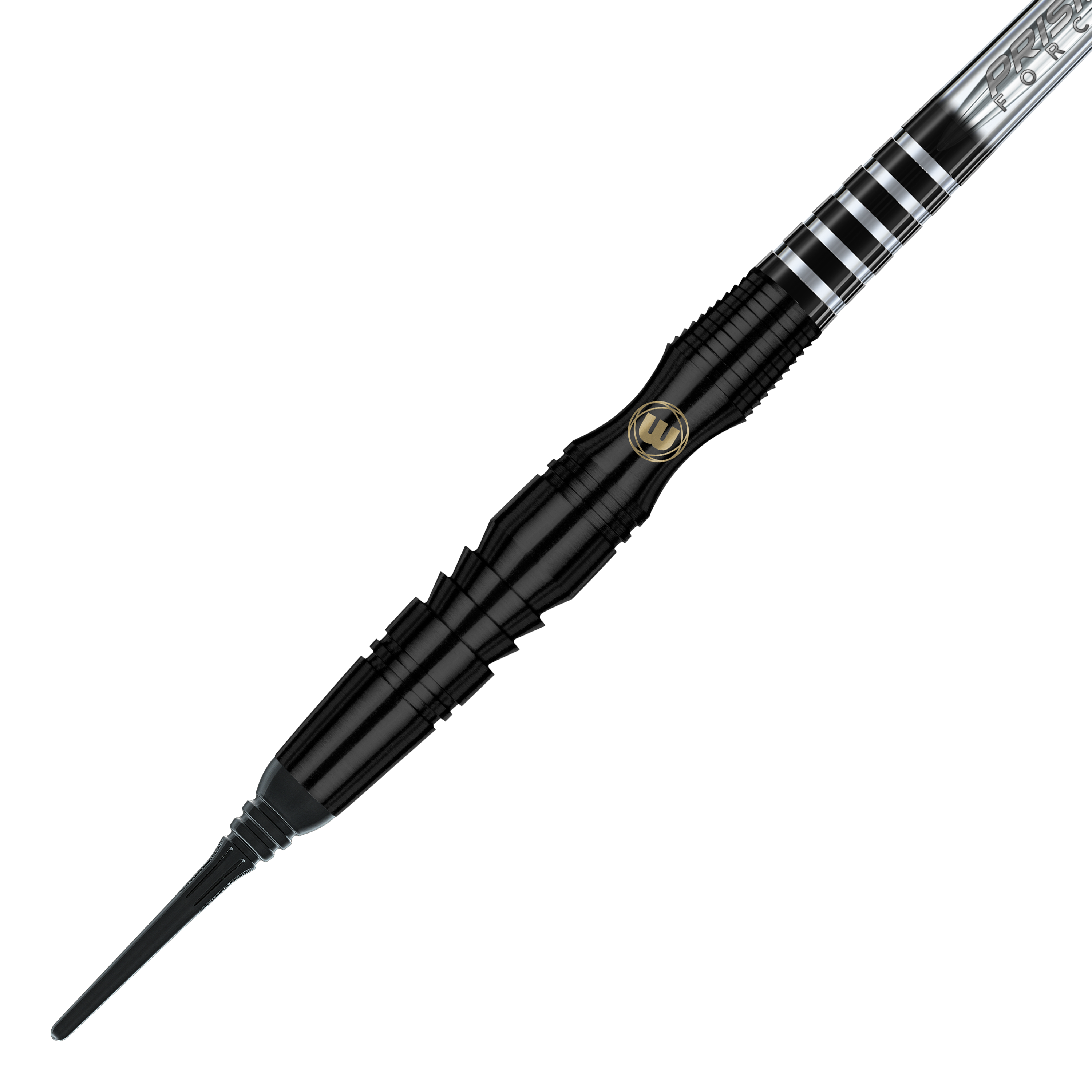 Dardos blandos Winmau Sniper Black - 20 g Dies ist ein Winmau Sniper Black Softdart mit einem Gewicht von 20g. Der Dart hat ein elegantes schwarzes Design mit silbernen Akzenten.