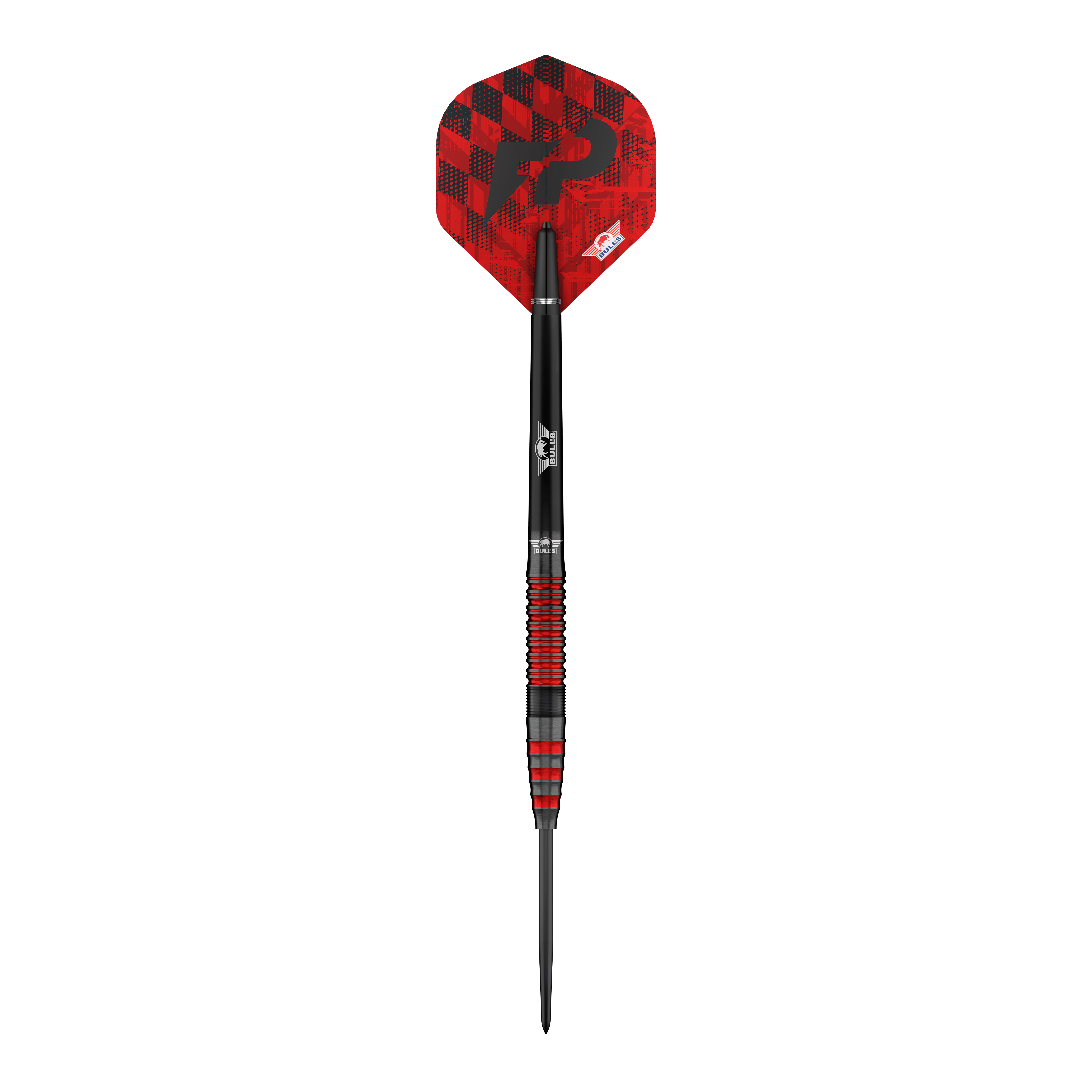 Dardos de acero Bulls NL Florian Price - 23 g Bulls NL Florian Preis Steeldarts - 23g abgebildet. Die Darts sind in einer Nahaufnahme zu sehen.