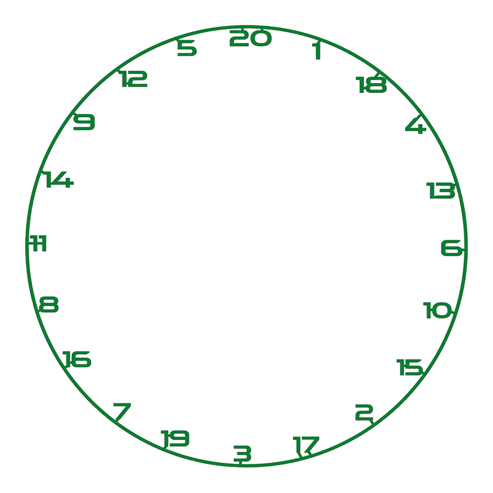 Anillo de número de diana de bala Dieses Bild zeigt ein Dartboard-Zahlenring in Grün. Es ist ideal für Dartboards und wird oft zum Zählen verwendet.