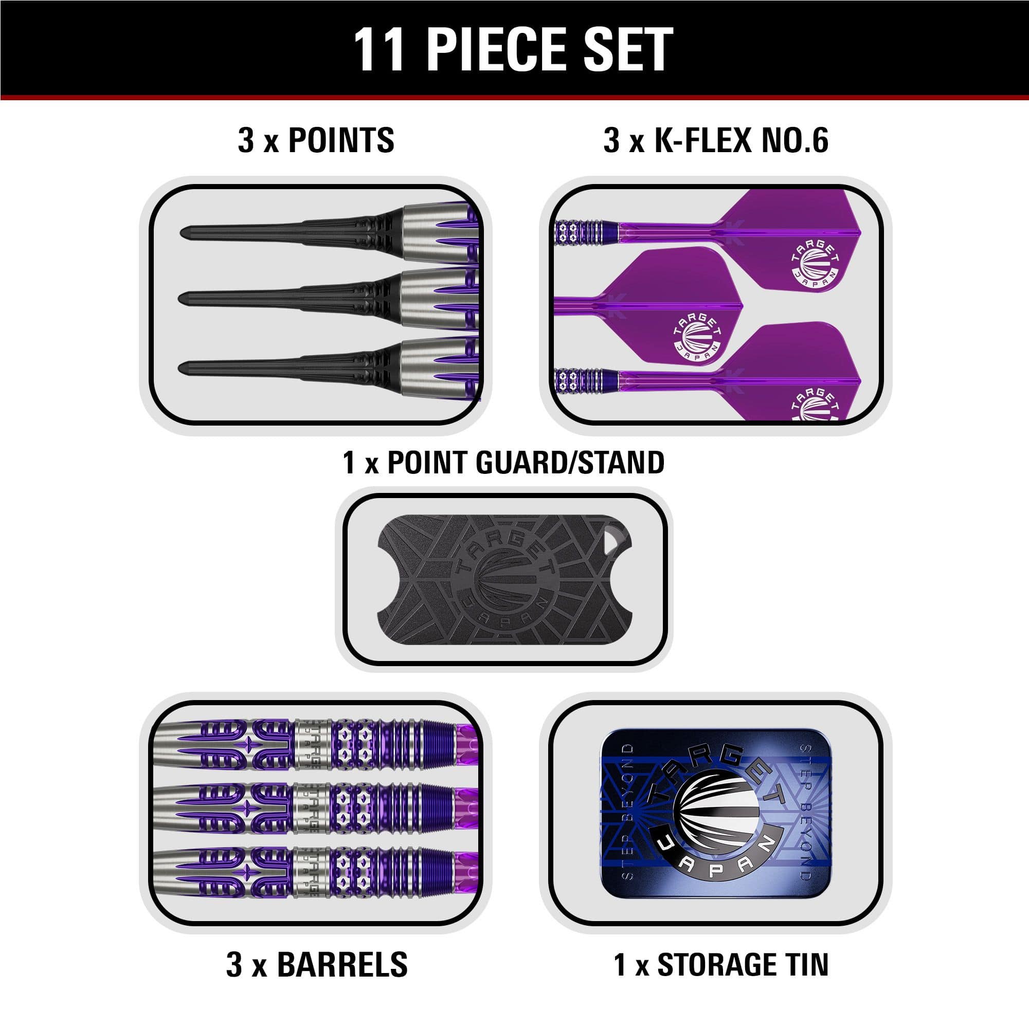 Zu sehen ist das Set Target Japan Endeavour Kasumi Sato GEN3 Softdarts - 19g. Die Darts sind speziell für den japanischen Markt entworfen worden.