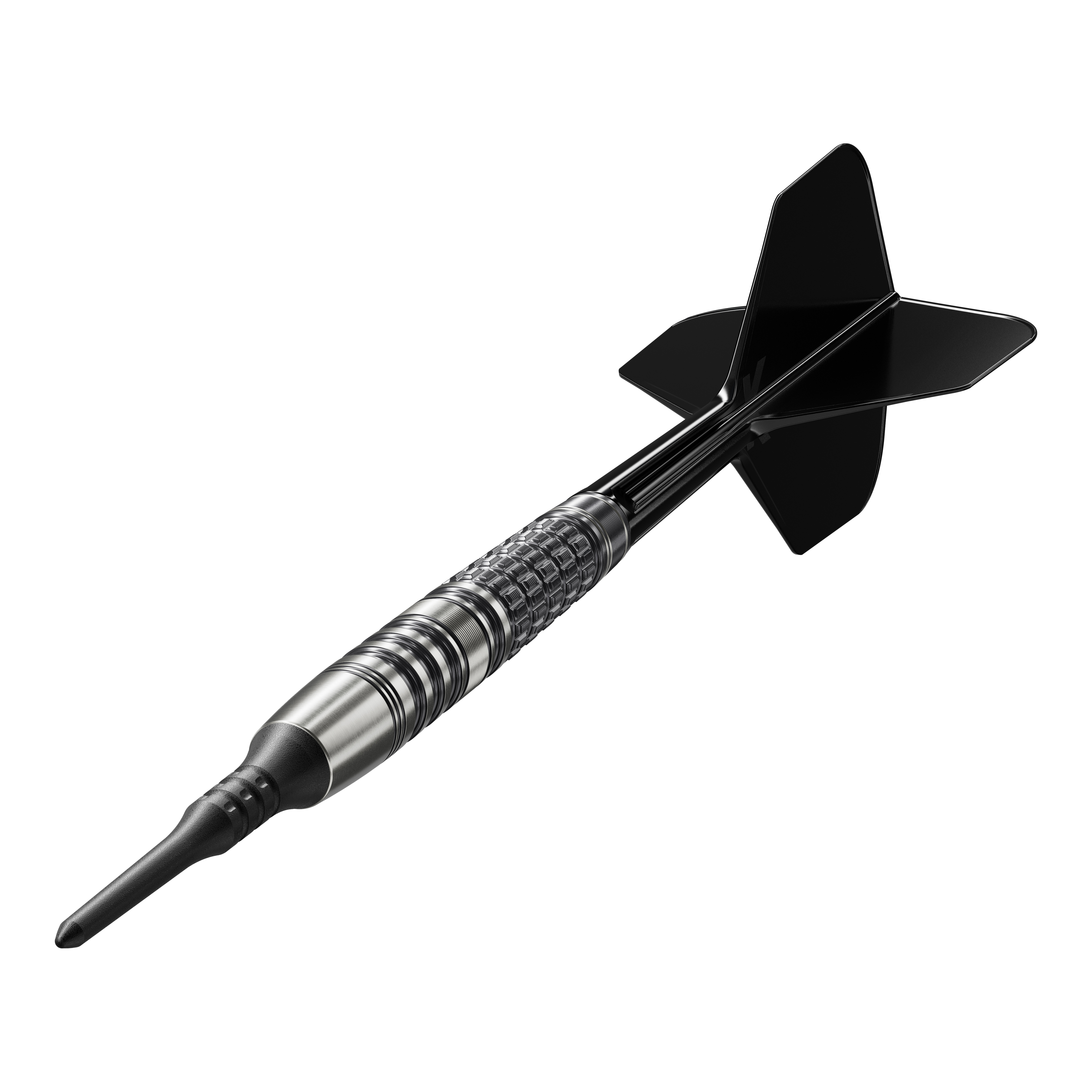 Dardos blandos Target Japan Black Marque Lumiere GEN3 - 18,5 g Das Bild zeigt einen Target Japan Black Marque Lumiere GEN3 Softdart mit einem Gewicht von 18,5g. Der Dartpfeil hat ein elegantes, schwarzes Design und eine strukturierte Griffzone.