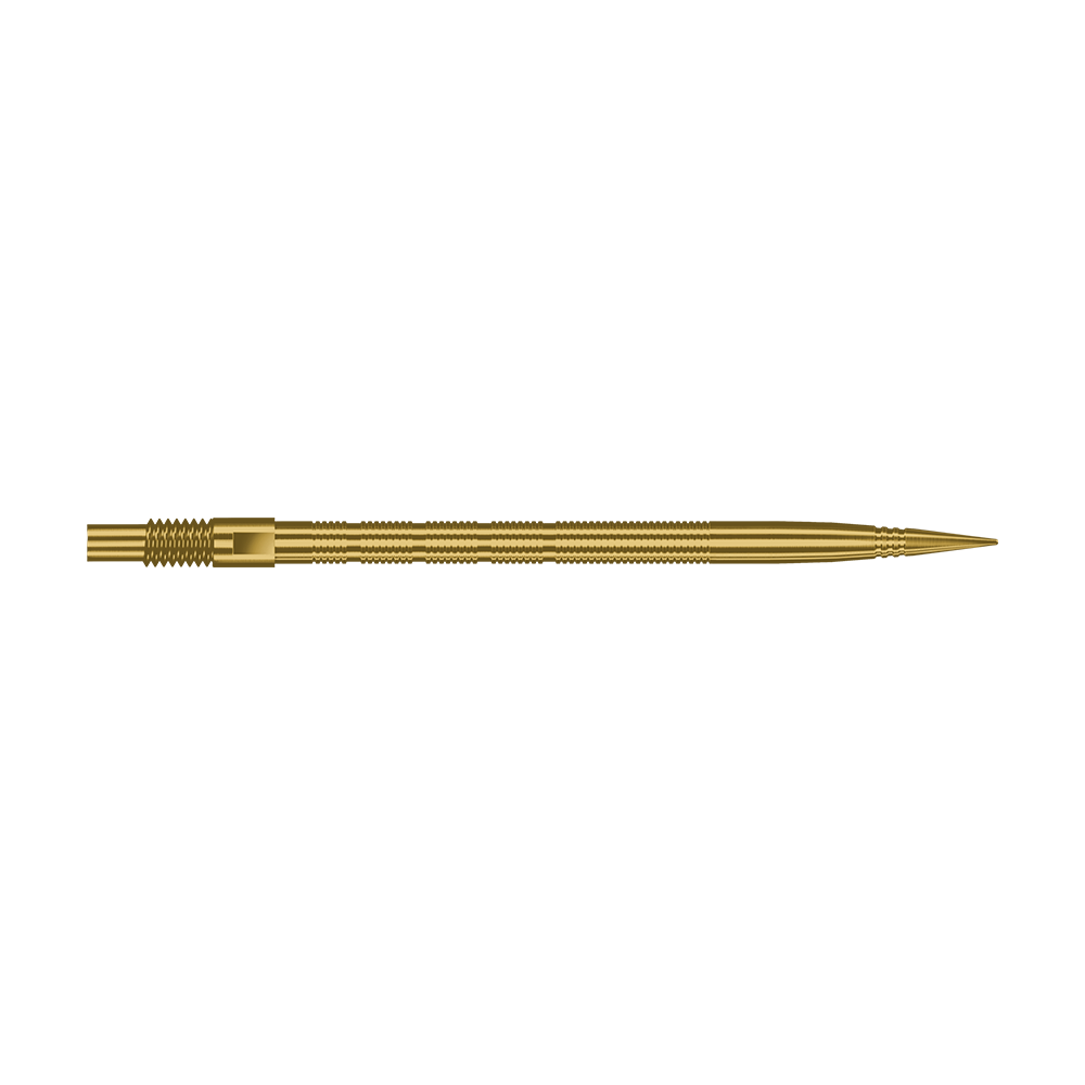 Puntas de dardos Harrows Quick Point Micro Ridge - Doradas Das Bild zeigt Harrows Quick Point MicroRidge Dartspitzen in Gold, 40mm. Die Dartspitze ist einzeln dargestellt.