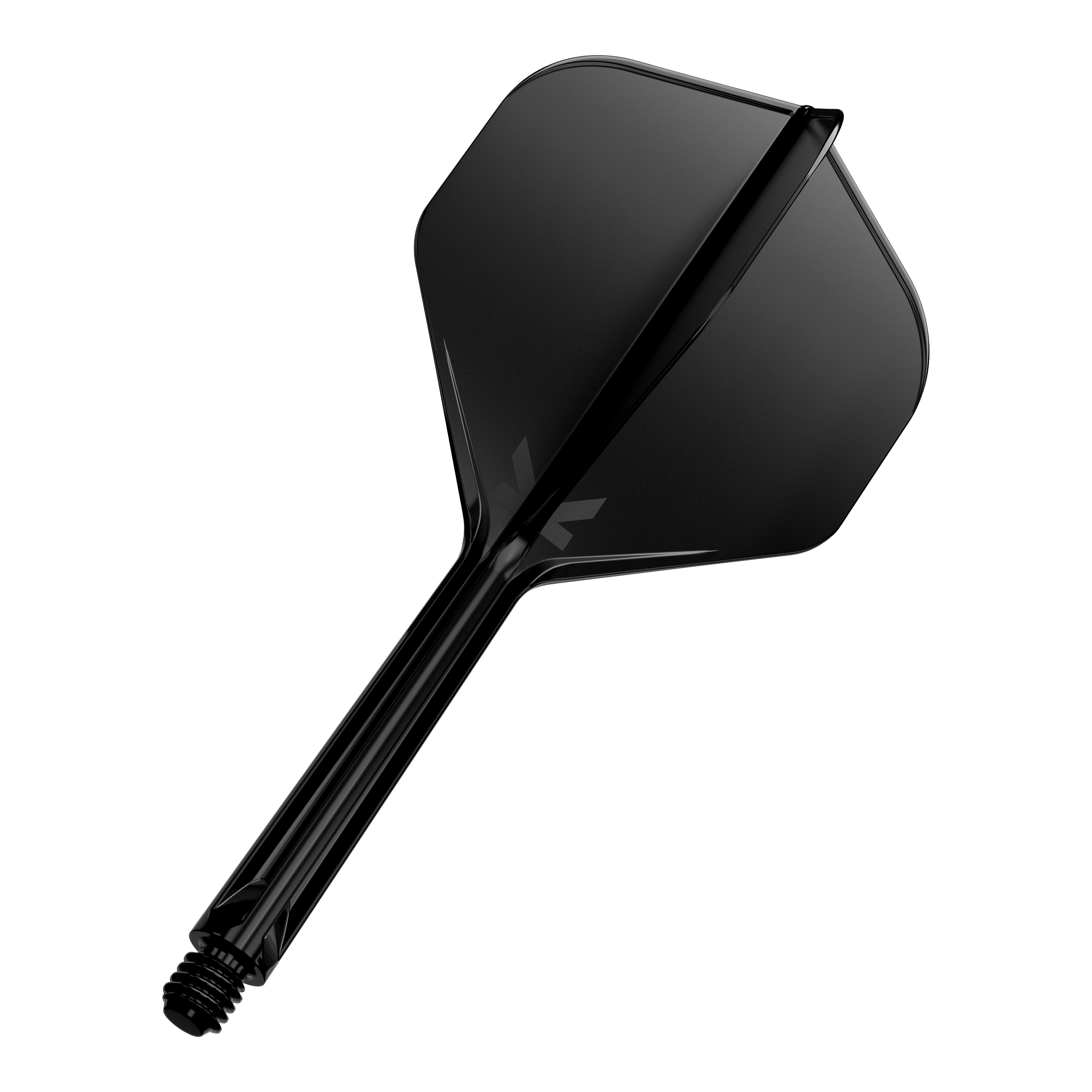 Dies ist ein schwarzer Dartflight mit Schaft. Das Design ist schlicht und modern gehalten.