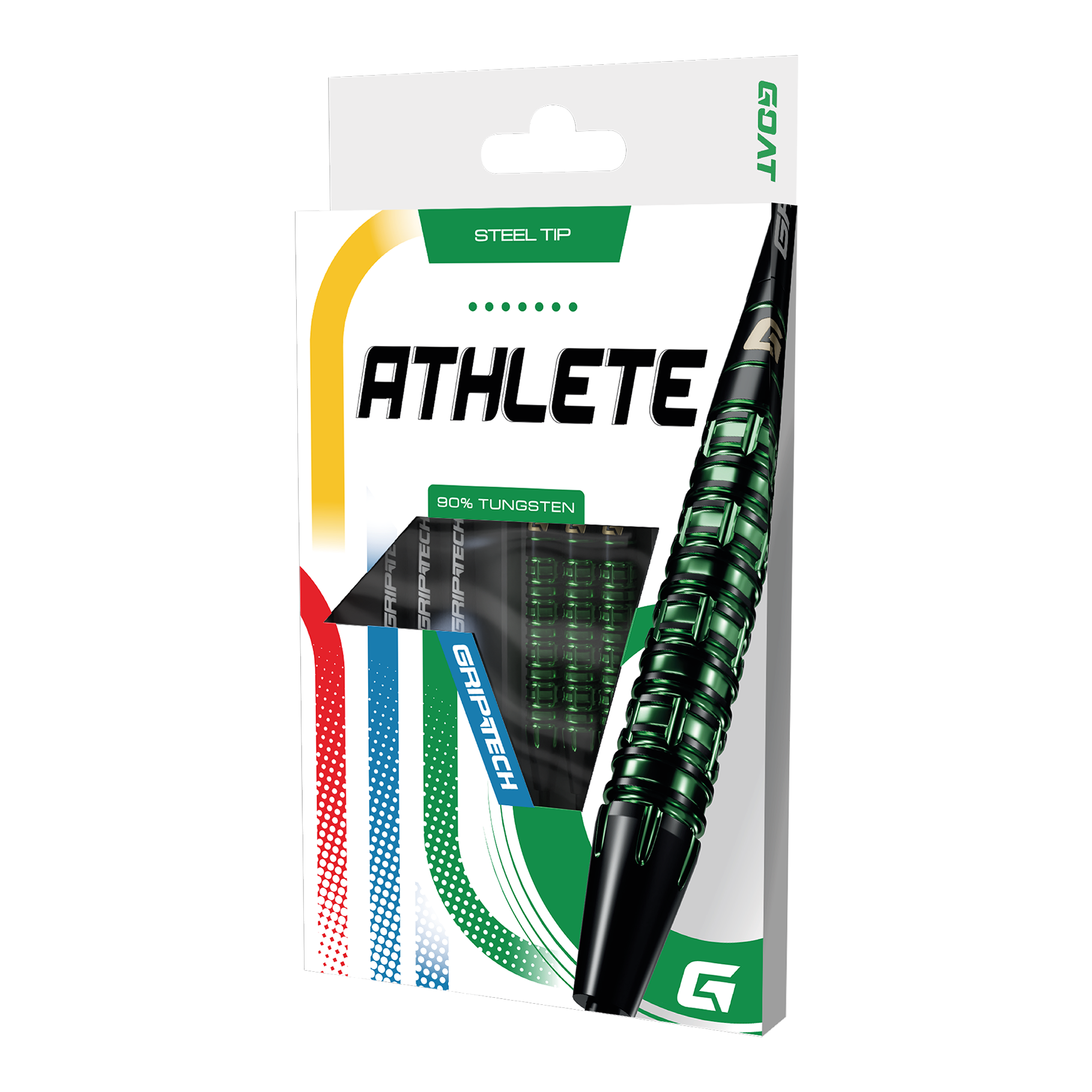 Dardos de acero de tungsteno verde GOAT Athlete Dieses Bild stellt die GOAT Athlete Green Tungsten Steeldarts dar. Die Darts heben sich durch ihr grünes Design hervor.
