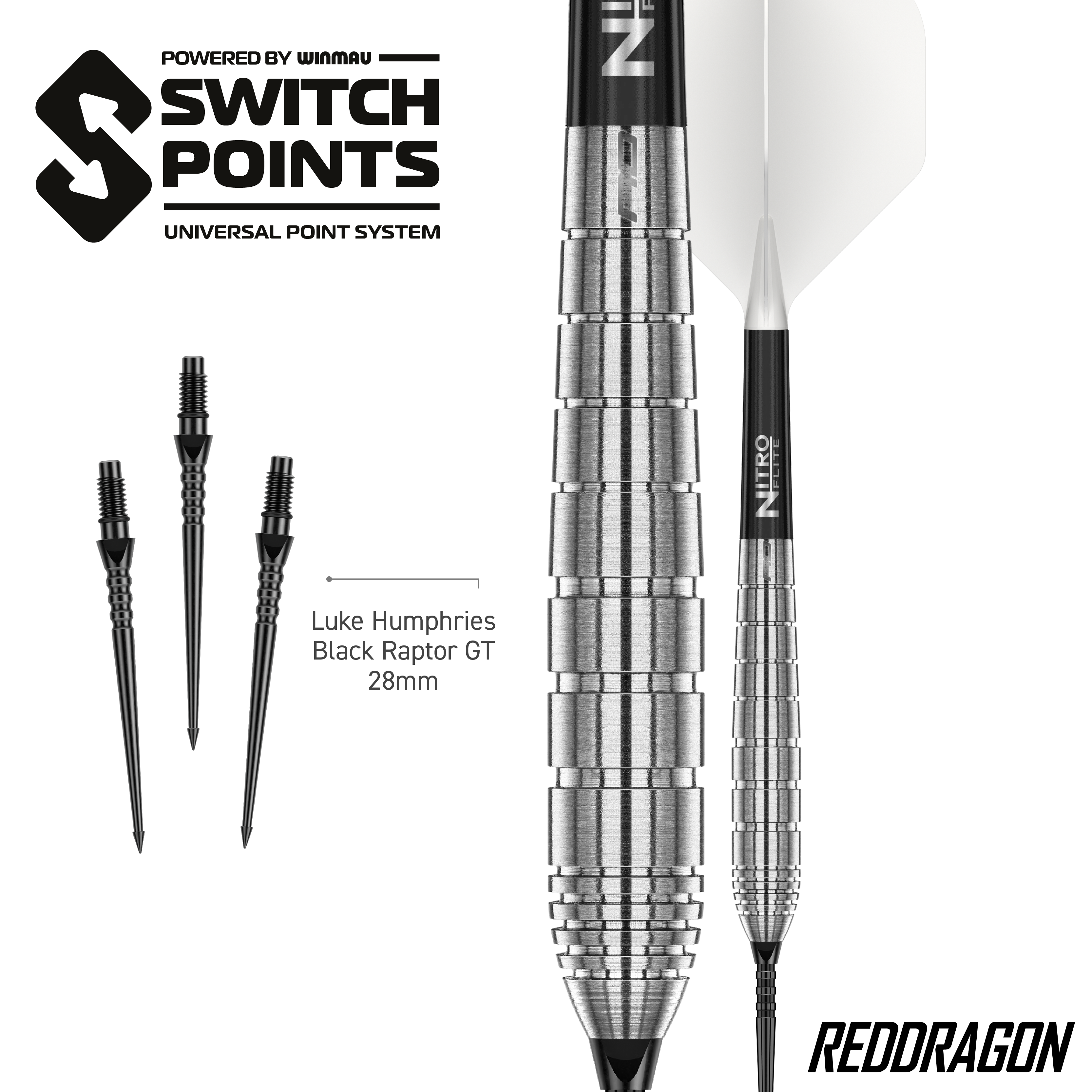 Dardos de acero Red Dragon Luke Humphries TX1 Pioneer Switch Point Das Bild zeigt die Red Dragon Luke Humphries TX1 Pioneer Switch Point Steeldarts. Diese Steeldarts sind hochwertig verarbeitet.