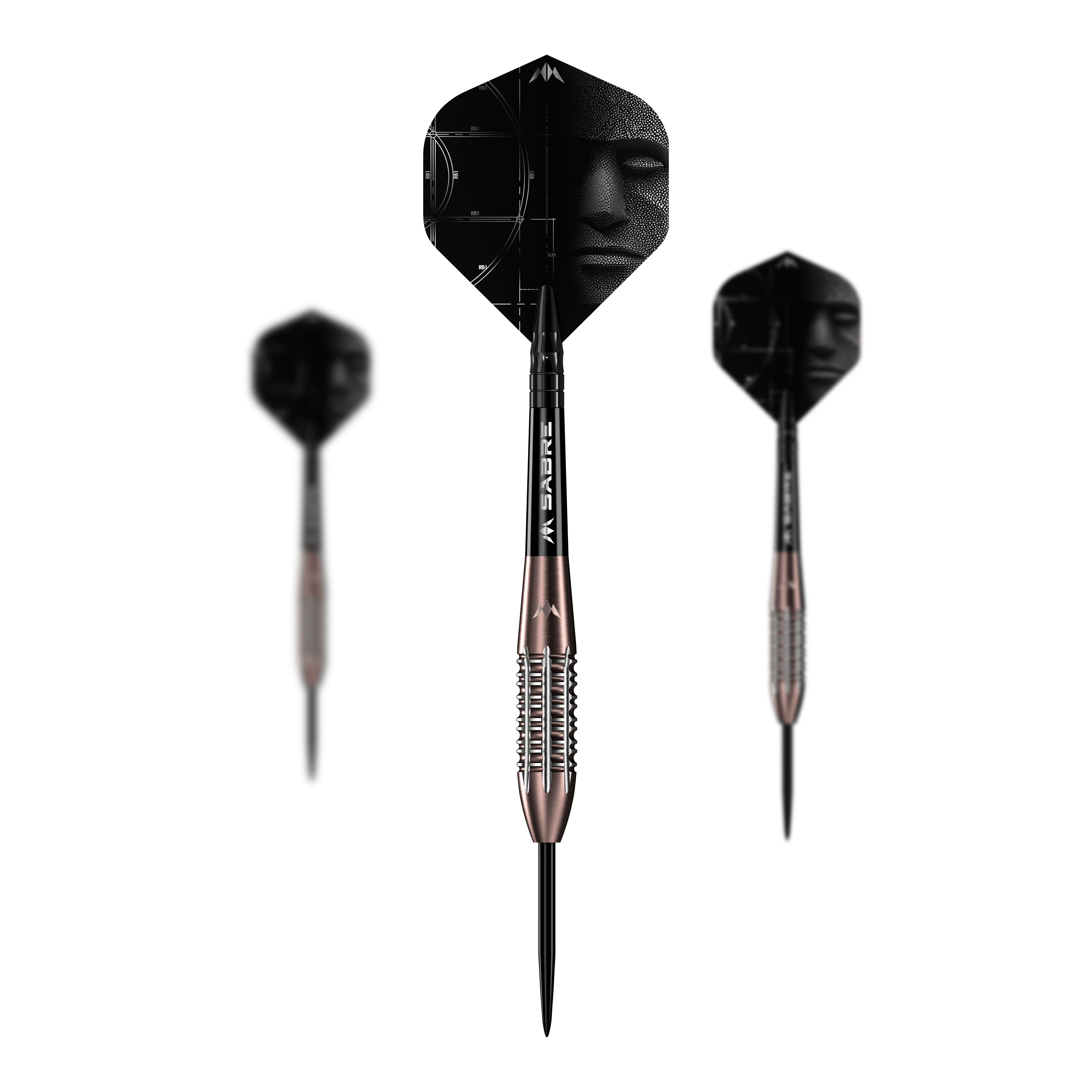 Mission Arkitekt Dardos de acero PVD de sílice de bronce - 23,5 g Abgebildet ist ein Set der Mission Arkitekt Bronze Silika PVD Steeldarts mit 23,5g. Das Set zeigt mehrere Darts in Bronzeoptik.