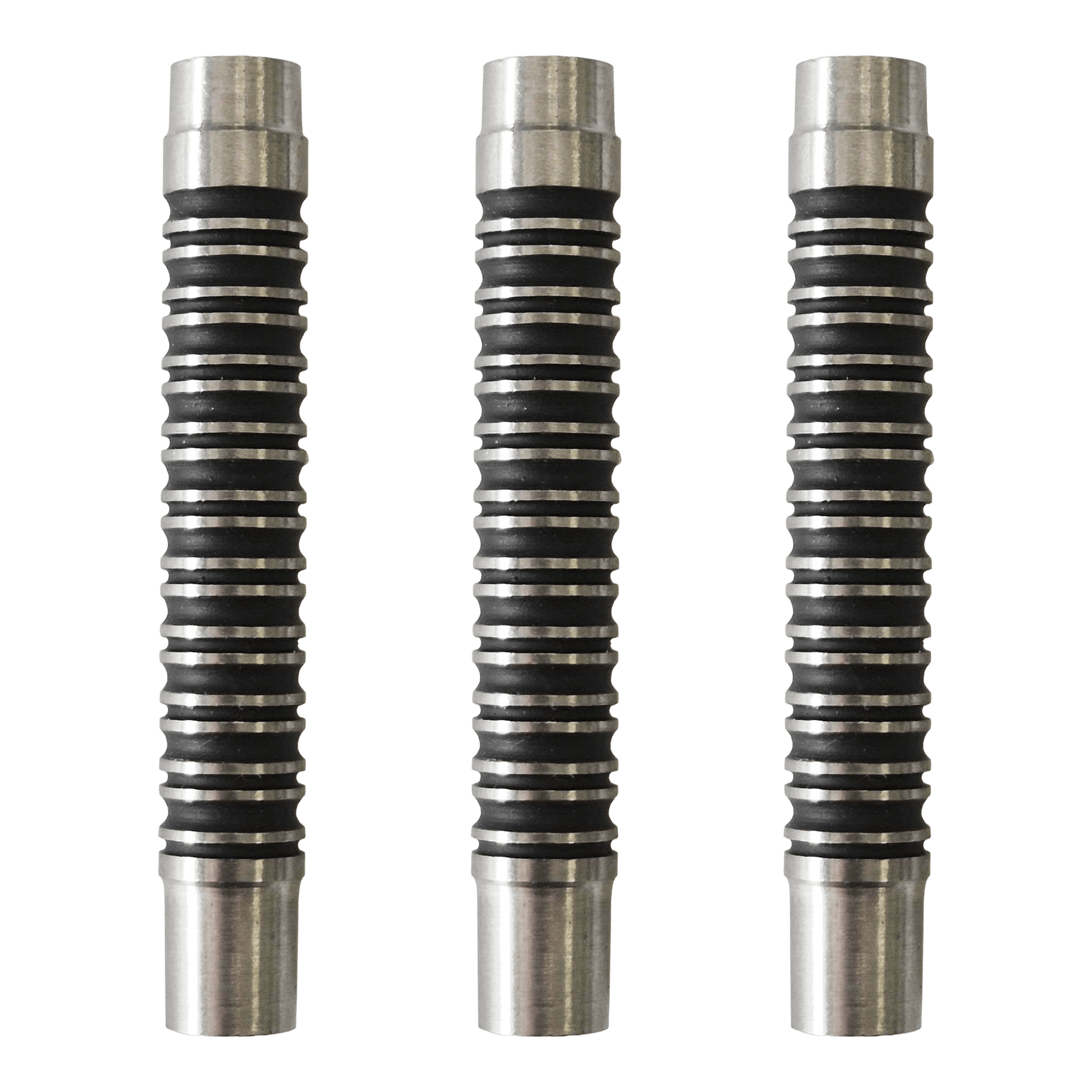 Barriles para dardos blandos McDart Black Ring 2 - 18 g Dargestellt ist ein Set der McDart Black Ring 2 Softdart Barrels - 18g. Das Set zeigt schwarze Dart-Barrels mit Ringen.