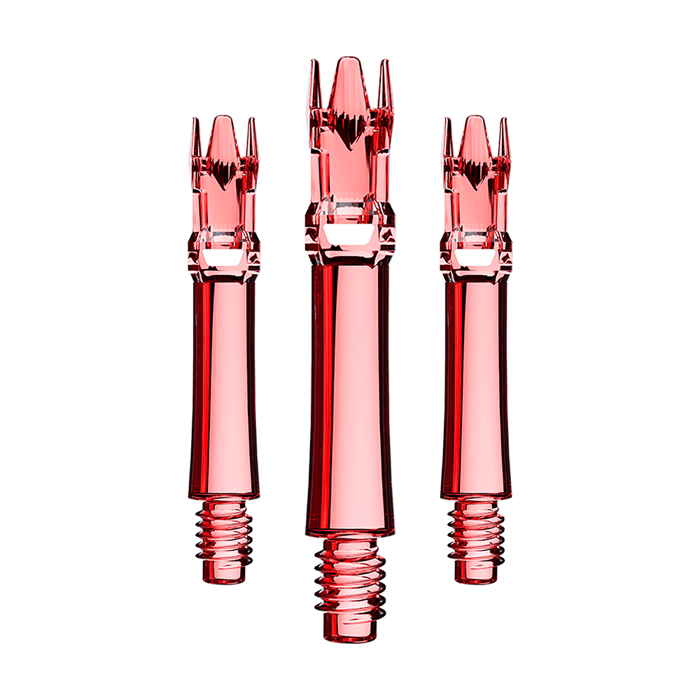 Ejes de repuesto L-Style L-System - Rojo transparente Ein Set aus roten transparenten Ersatzshafts ist dargestellt. Die Shafts sind ordentlich angeordnet.