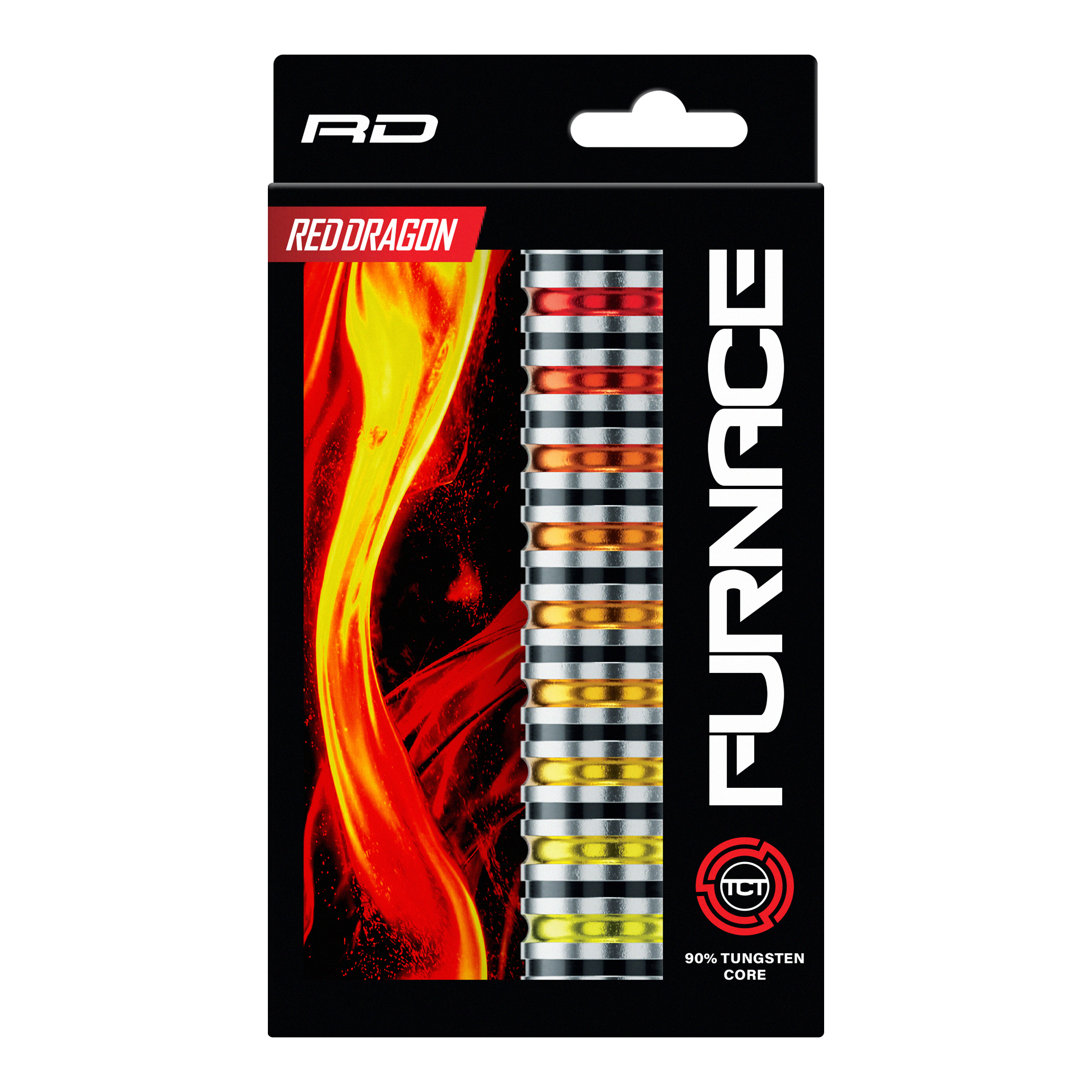 Abgebildet sind die Red Dragon Furnace Steeldarts. Die Darts liegen nebeneinander und zeigen ihr markantes Design.