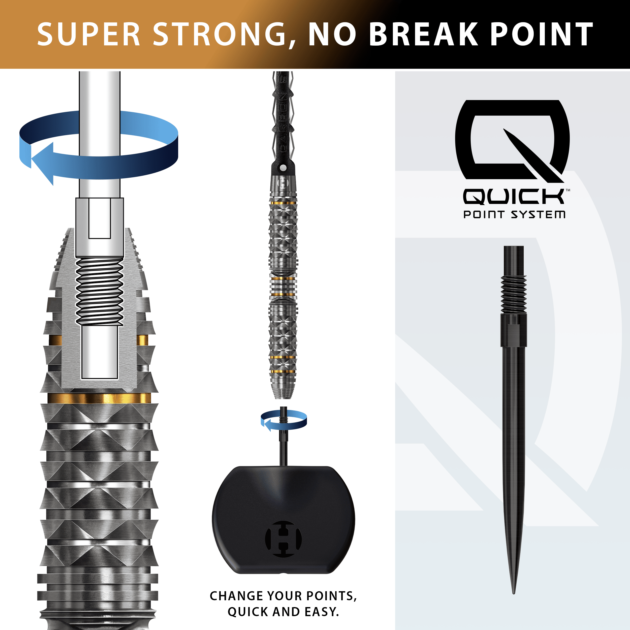 Dardos de acero Harrow's Opus Quick Point Harrows Opus Quick Point Steeldarts - 23g. Abgebildet ist ein Set hochwertiger Steeldarts mit 23 Gramm Gewicht.