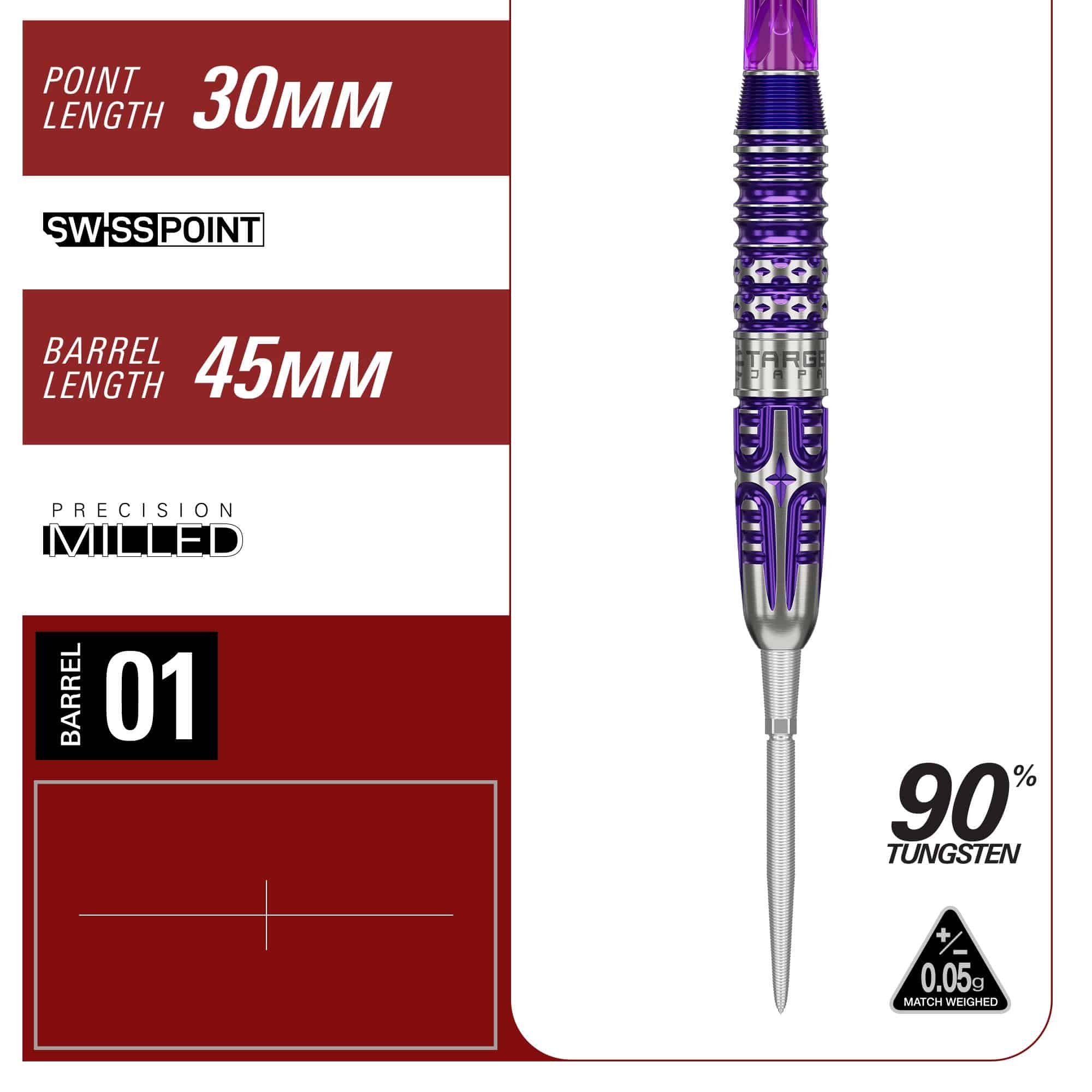 Dardos de acero Target Japan Endeavor Kasumi Sato GEN3 Swiss Point Zu sehen sind die Target Japan Endeavour Kasumi Sato GEN3 Swiss Point Steeldarts. Die Steeldarts werden aus der Seitenansicht präsentiert.