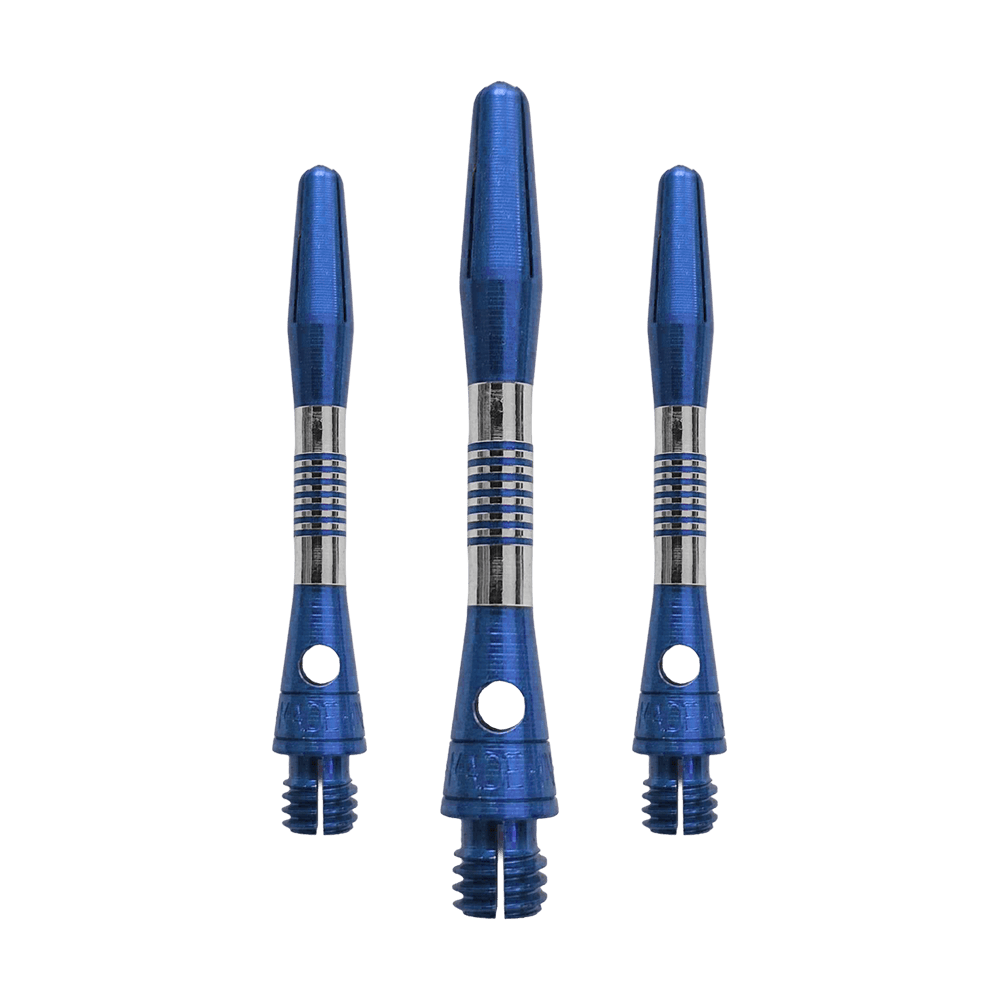 Ejes de aluminio Bulls NL Cetra - Azul Dieses Bild zeigt blaue BullsNL Cetra Aluminium Shafts mit einer Länge von 34 mm. Es handelt sich um ein Set für Dartpfeile.