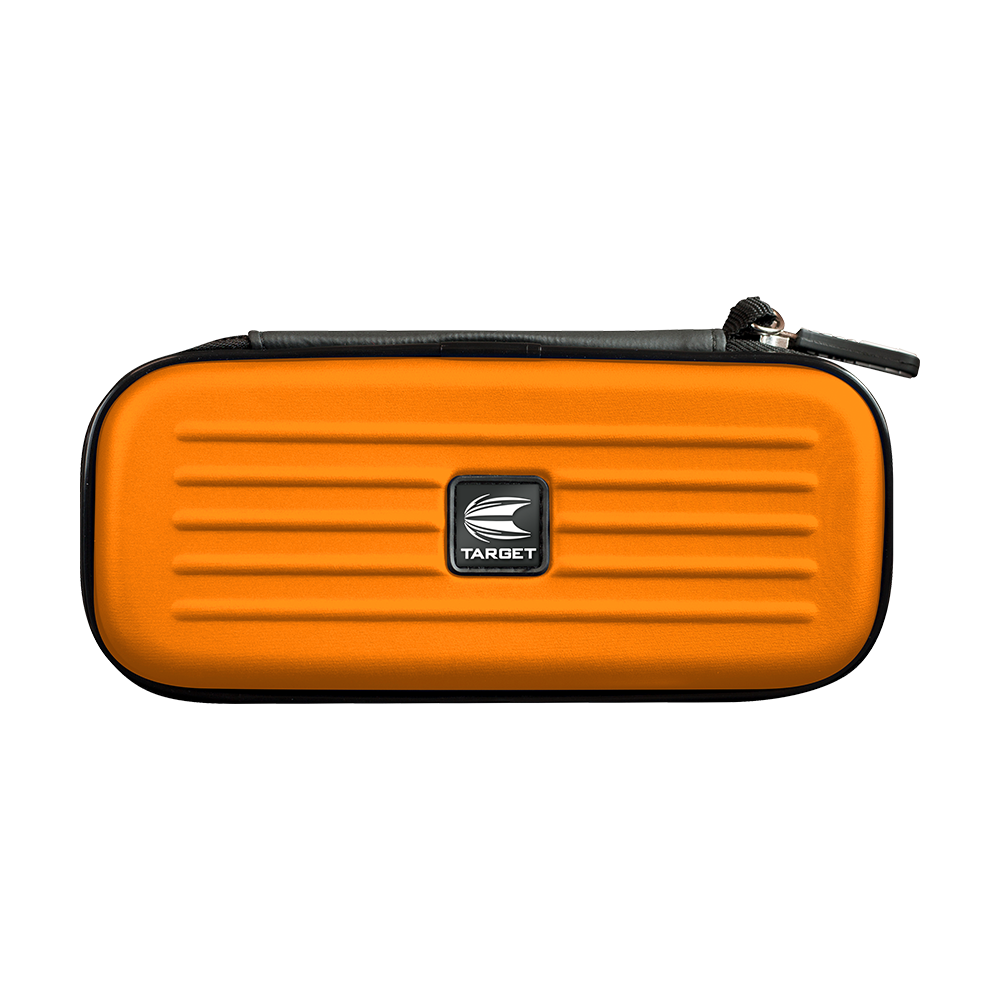 125823_Target_Takoma_Dartwallet_Orange_1 Das Bild zeigt das Produkt "Target Takoma Dartwallet", ein Hartschalenetui in Orange. In der Mitte befindet sich ein silbernes Target-Logo.