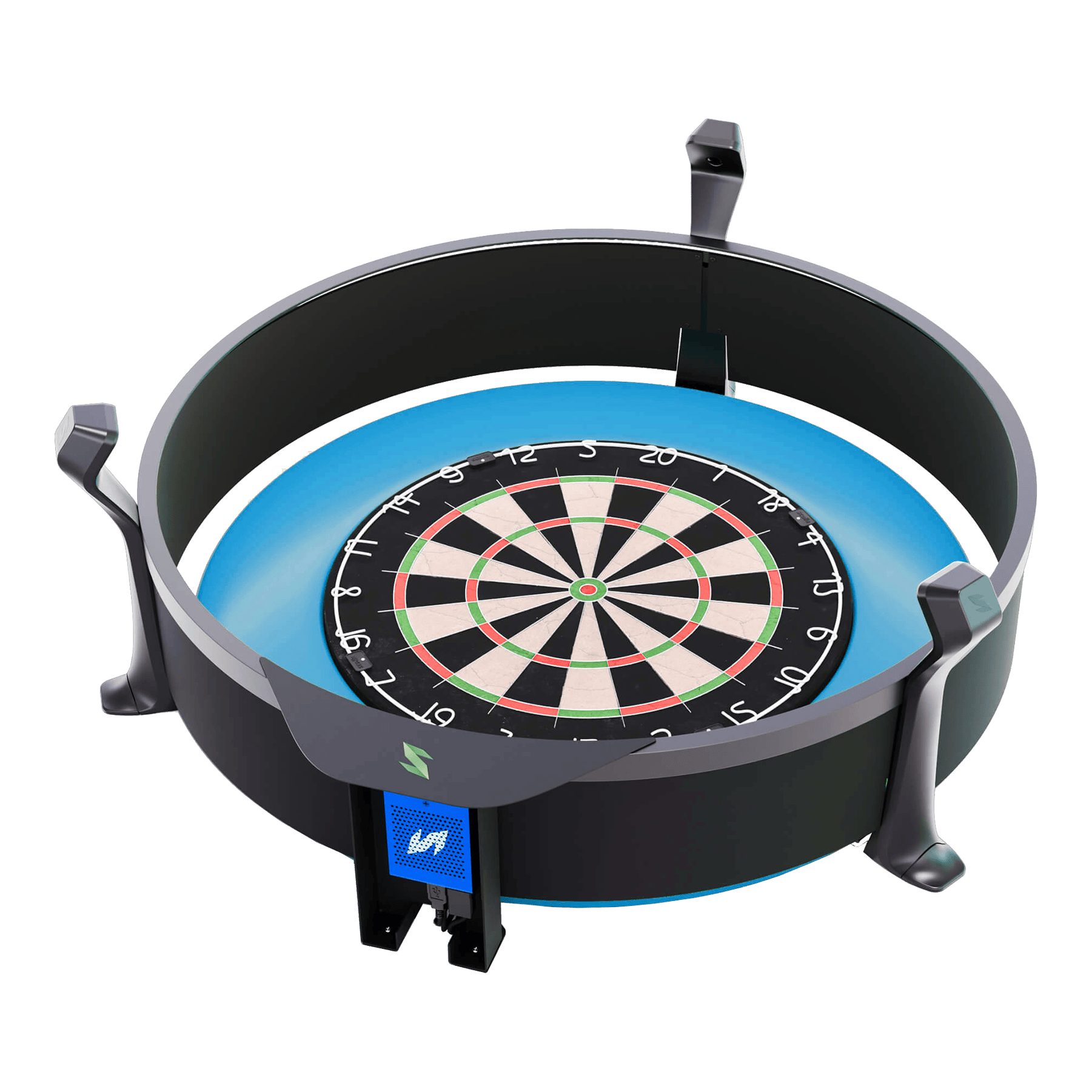 Scolia Home 2 FLEX - Sistema electrónico de puntuación automática con anillo de iluminación 2026 Das Bild zeigt das Produkt "Scolia Home 2 FLEX – Electronic Score System mit Beleuchtungsring". Es handelt sich um ein elektronisches Punktesystem für Dartboards mit integriertem LED-Leuchtring.