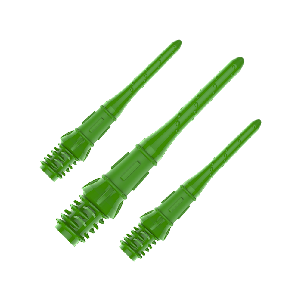 Premium Lippoints (30er Pack) - Spitzen Ein Set Dartspitzen in matter Struktur wird in einer Blisterpackung präsentiert. Die Spitzen haben eine konische Form.