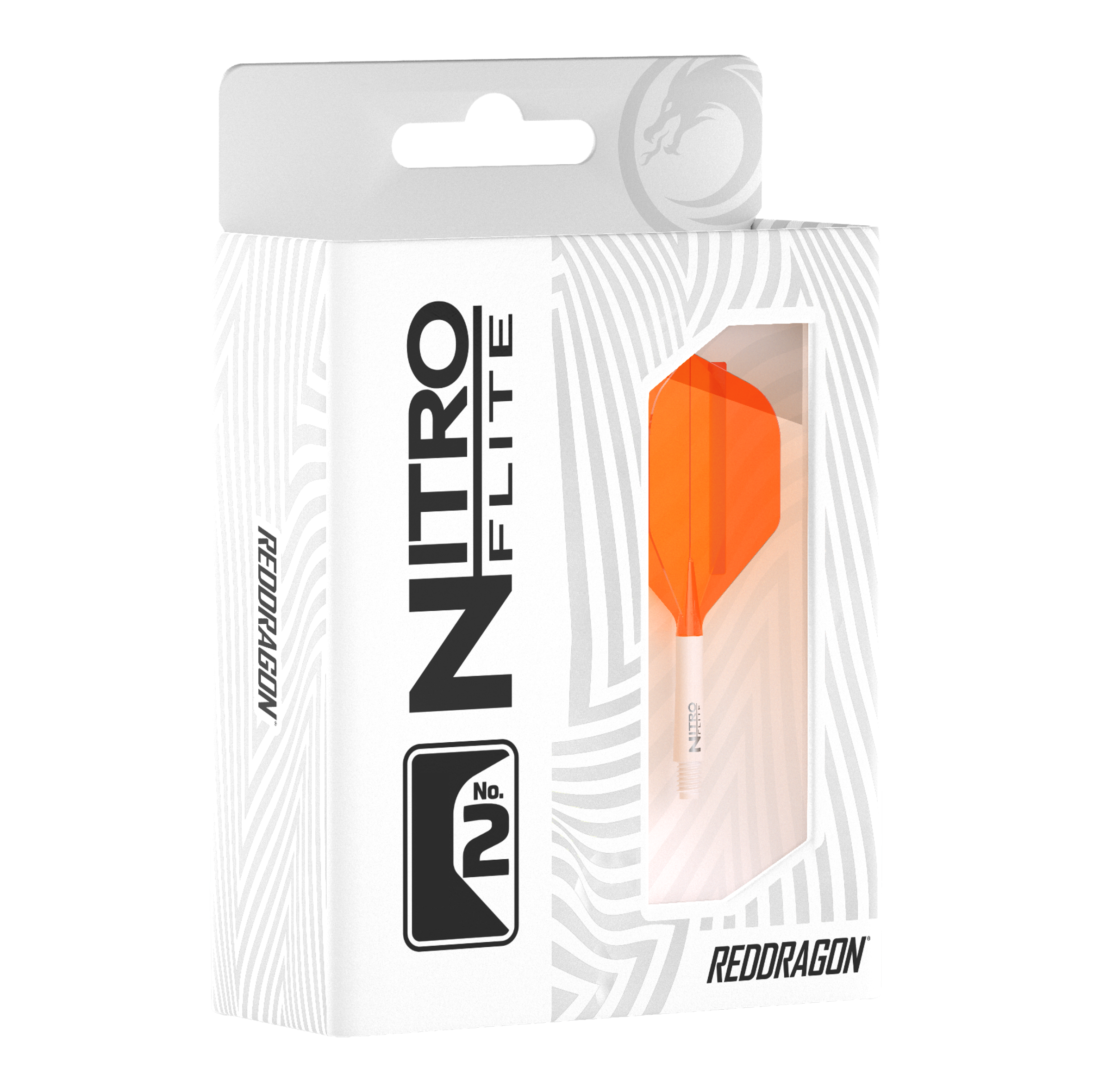 Red Dragon Nitroflite Eje blanco Vuelos naranjas No2 Zu sehen ist das Produkt Red Dragon Nitroflite White Shaft Orange Flights No2. Es besteht aus einem weißen Schaft und orangen Flights.