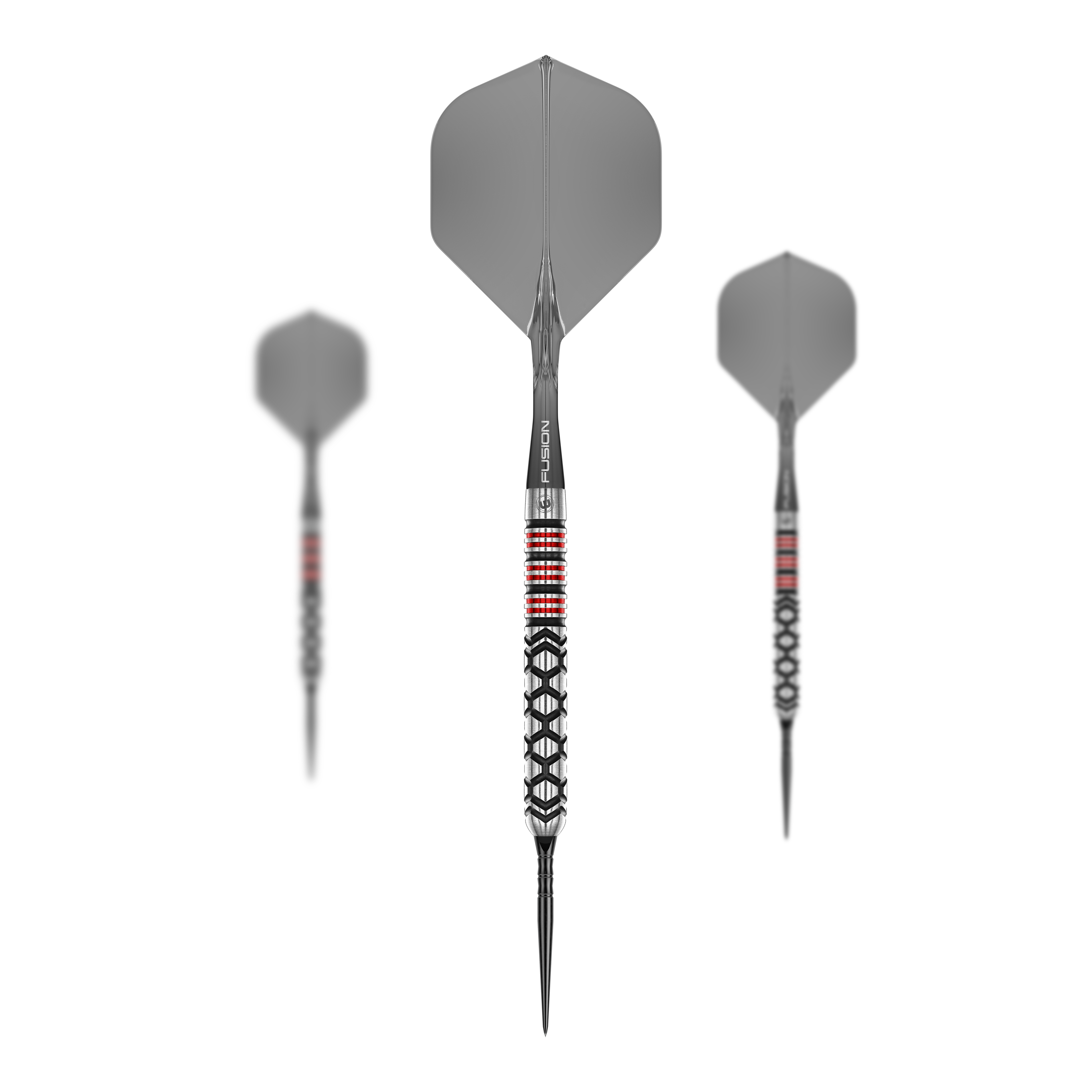 Das Bild zeigt ein Set der Winmau Fornax Parallel Switch Point Steeldarts. Das Set eignet sich ideal für ambitionierte Dartspieler.