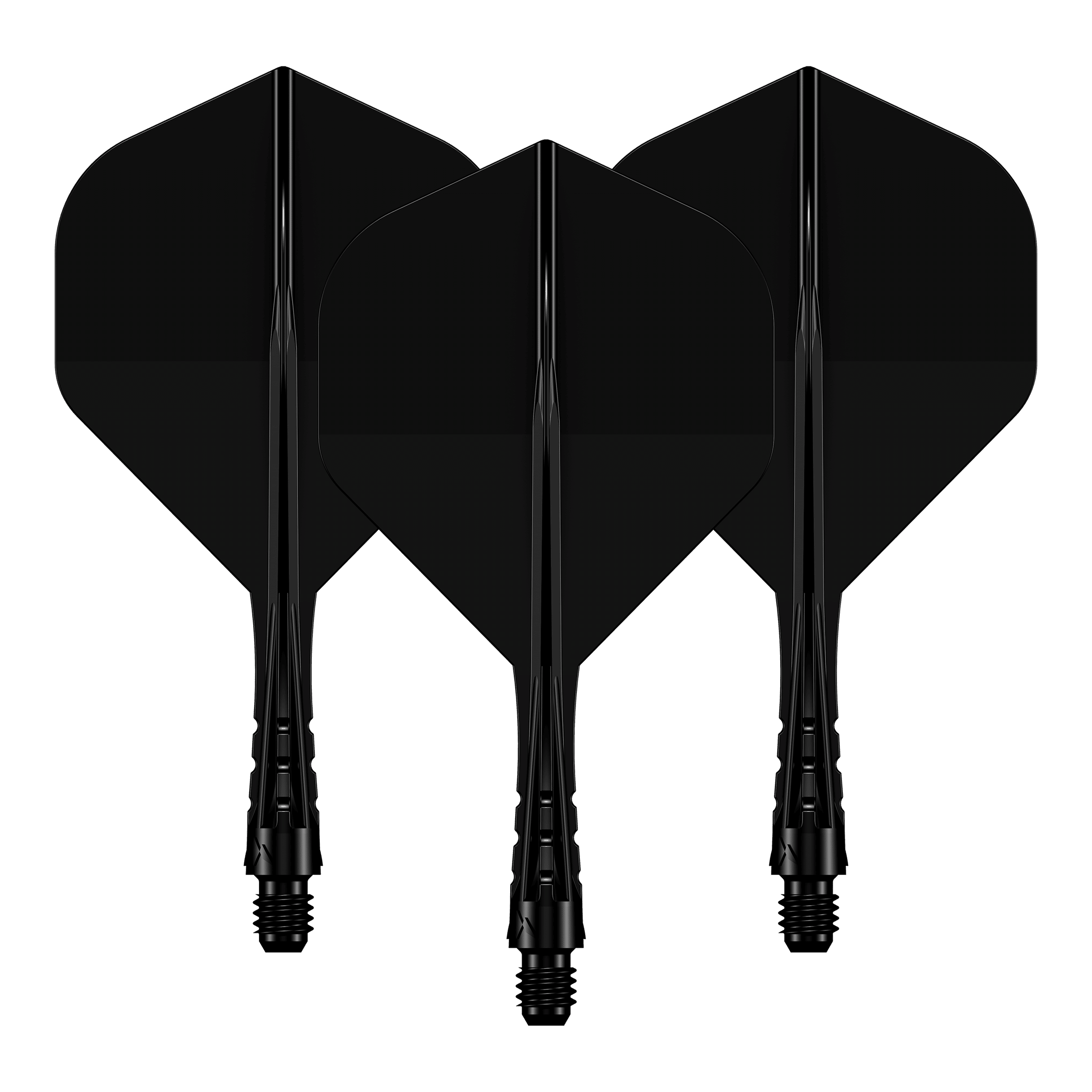 Das Foto zeigt ein Set des Mission Force90 Vortex No2 Flight-Shaft-Systems in Solid Black mit 222 mm Länge. Die schwarze Farbgebung ist gut sichtbar.