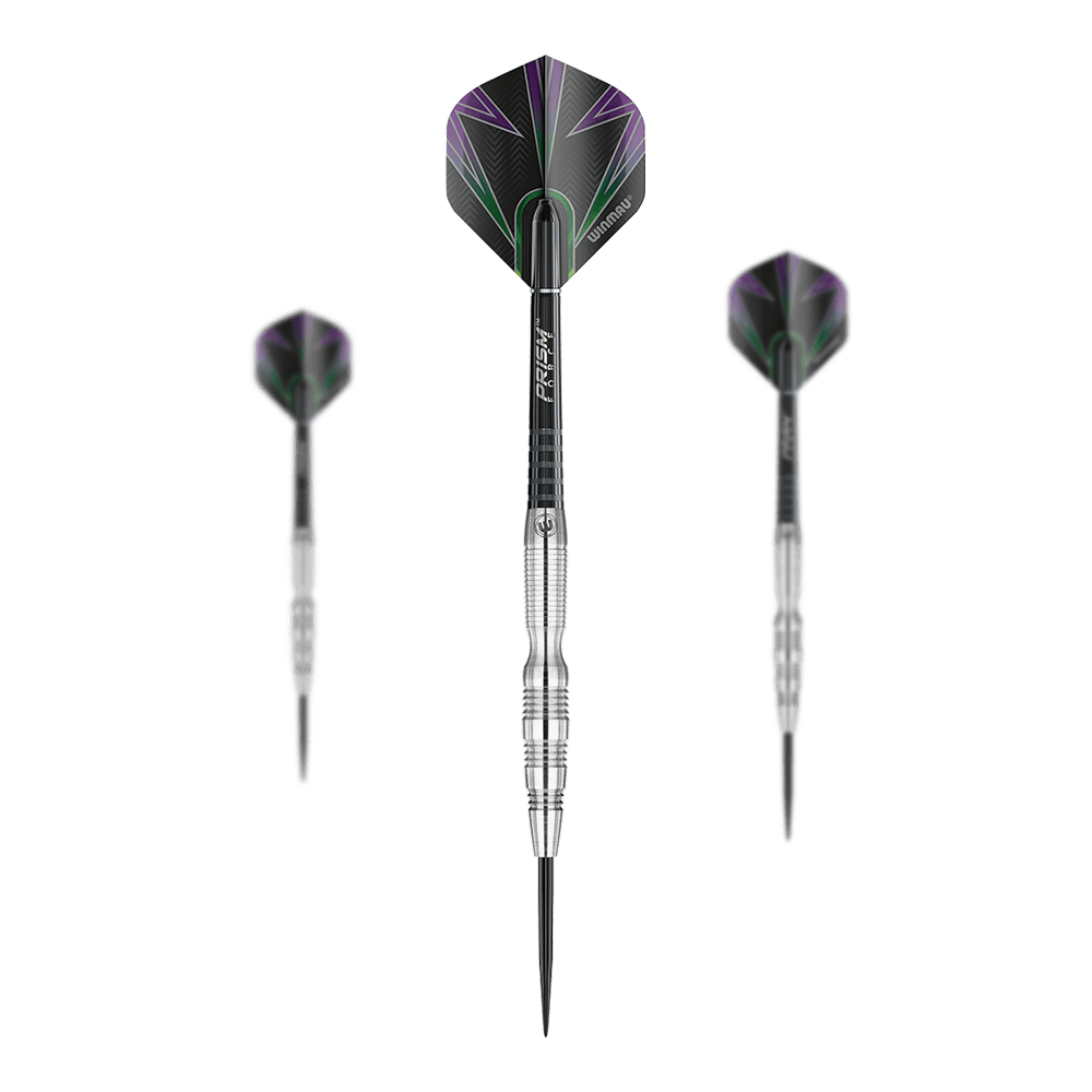 Dardos Winmau Simon Whitlock de acero de tungsteno al 90% Winmau Simon Whitlock 90% Tungsten Steeldarts. Die Oberflächenstruktur ist detailliert sichtbar.