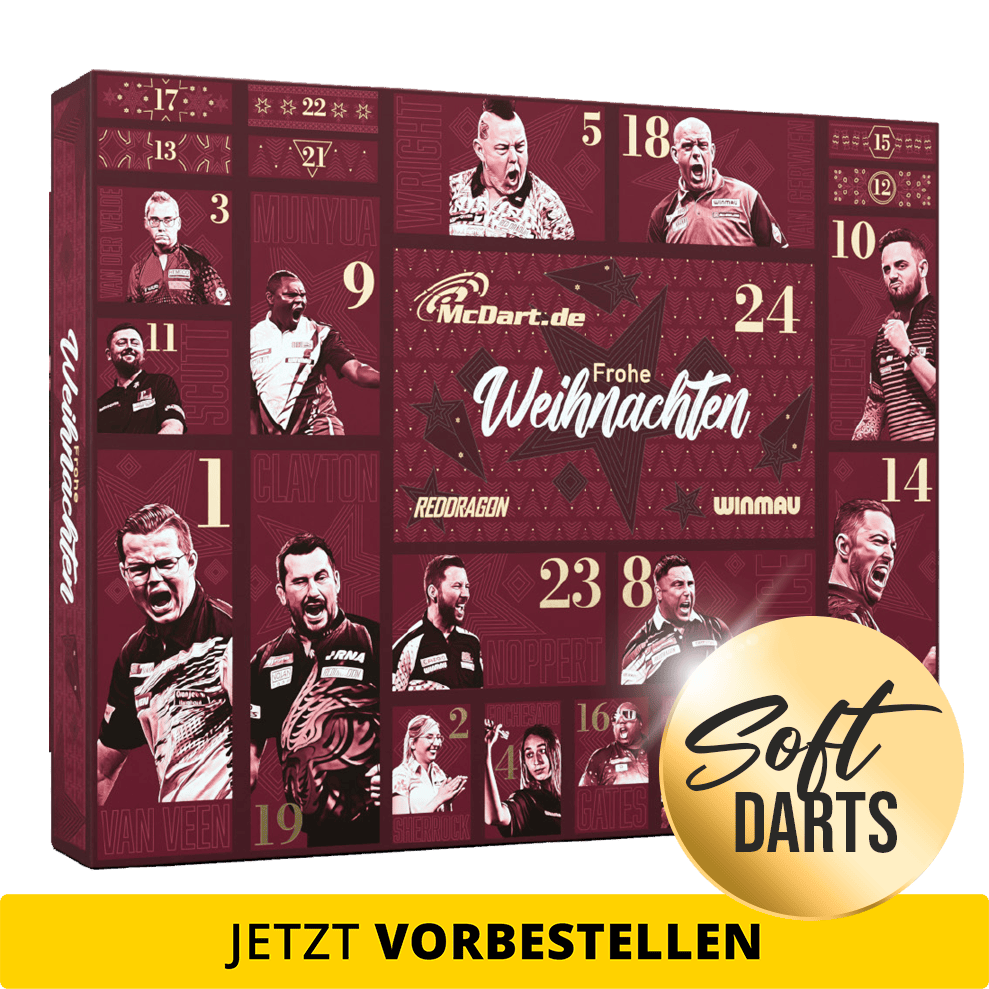 Calendario de Adviento Premium McDart 2026 para jugadores de dardos blandos 