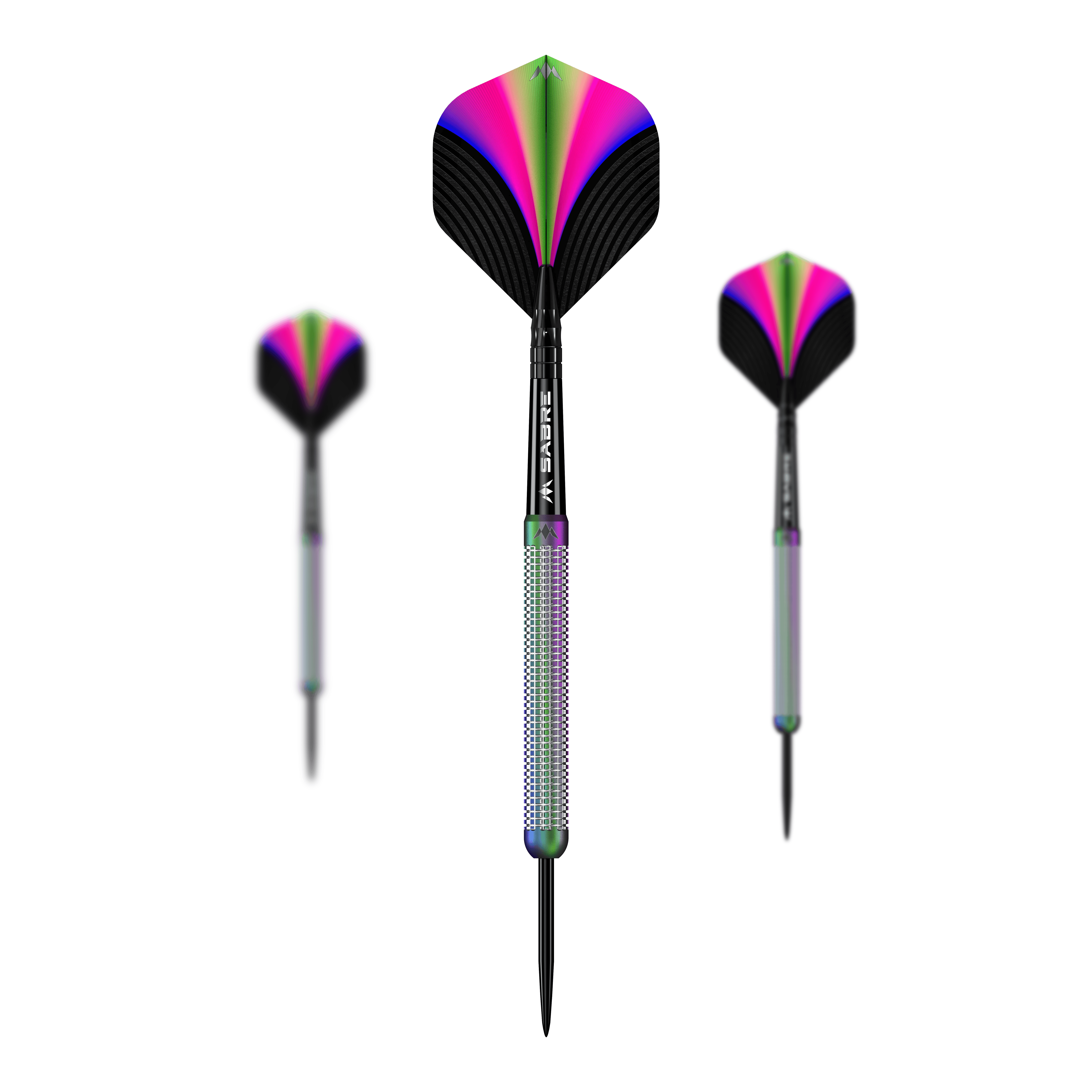 Dardos de acero Mission Aurora Coral PVD - 23 g Das Produkt Mission Aurora Coral PVD Steeldarts - 23g ist als Set zu sehen. Die Barrels haben ein besonderes Muster.