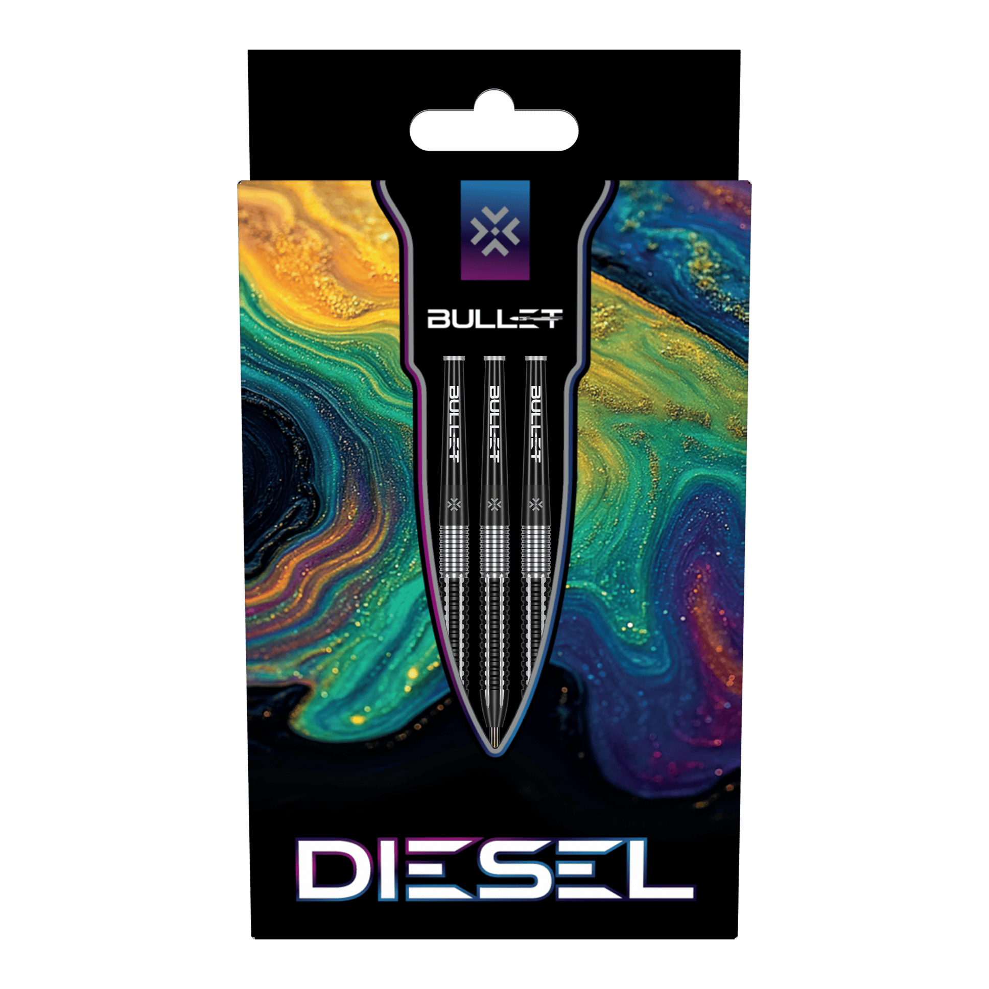 Dardos de acero Bullet Diesel Zu sehen sind die Bullet Diesel Steeldarts. Das Bild zeigt das Aussehen und Design dieses Dartprodukts.