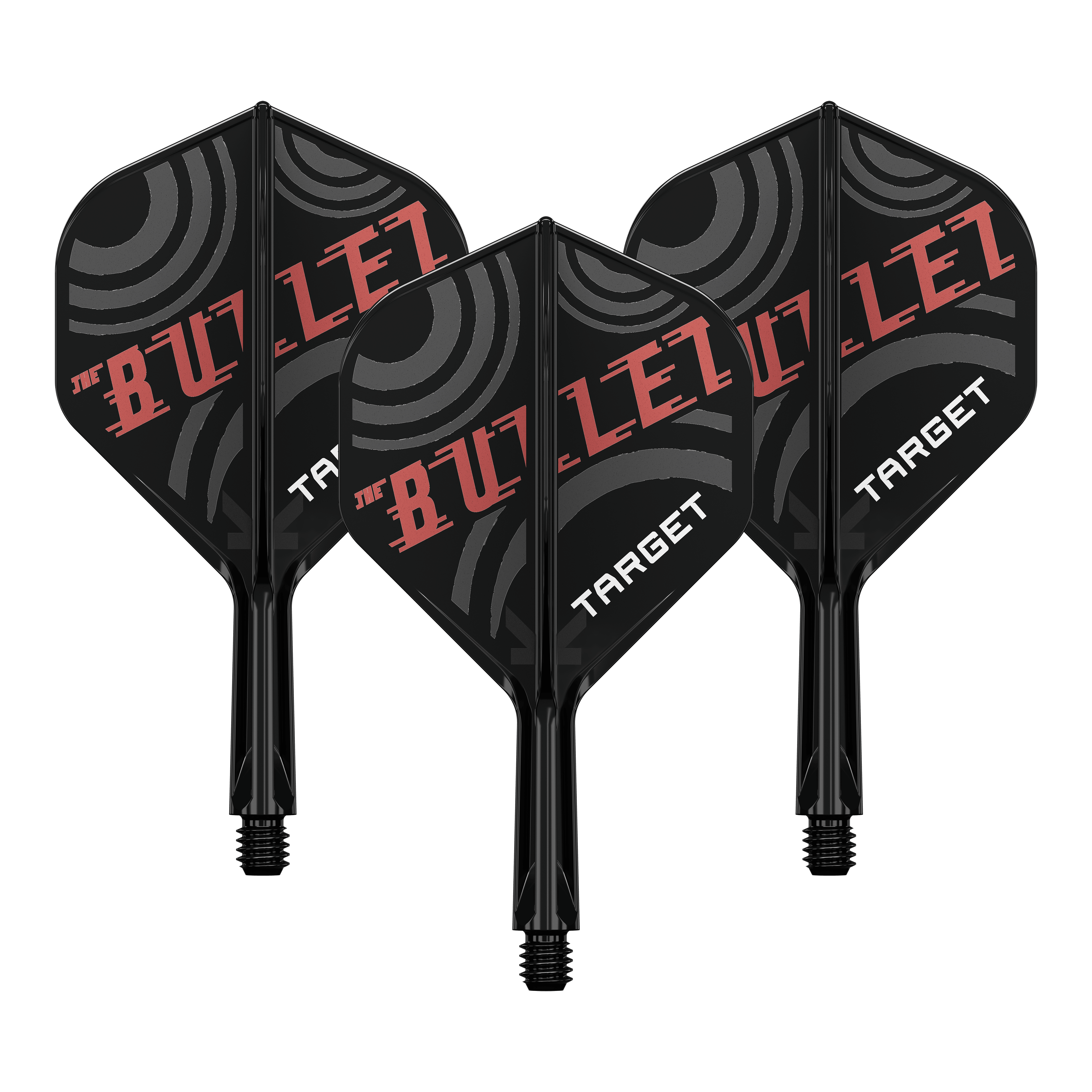 Sistema de eje de vuelo estándar Target K-Flex Stephen Bunting No. 2 Bild zeigt ein Dart-Flight Set mit der Bezeichnung 'Target K-Flex Stephen Bunting No2 Standard Flights 19mm 1Set'. Es ist ein Zubehör für Dartscheiben und Spieler.