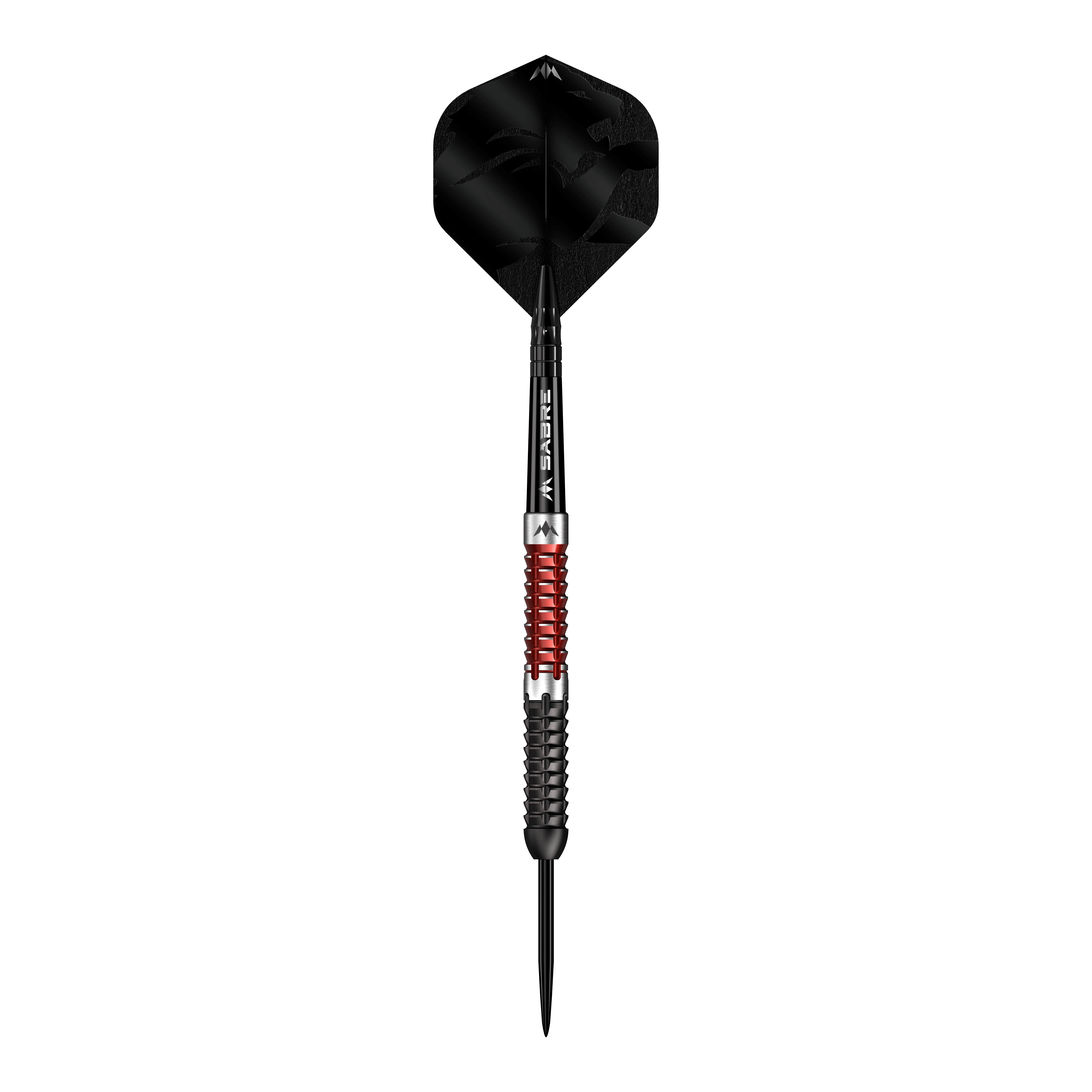 Dardos Mission Llew Bevan de acero electroacústico negro y rojo - 23 g Abgebildet ist der Mission Llew Bevan Black Red Electro Steeldarts in 23g. Der Dartpfeil ist schwarz und rot gestaltet.