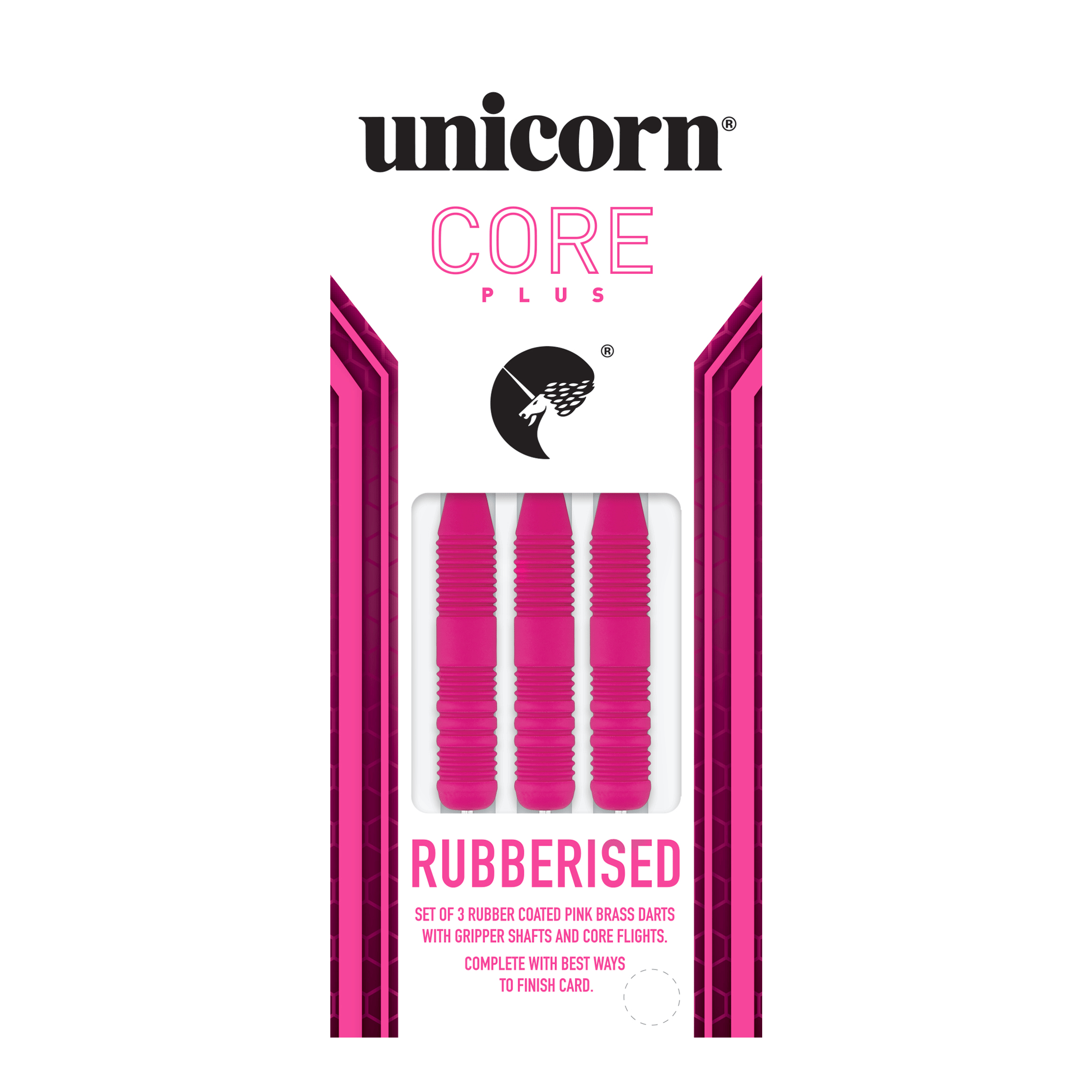 Dardos de acero rosa engomado Unicorn Core Plus