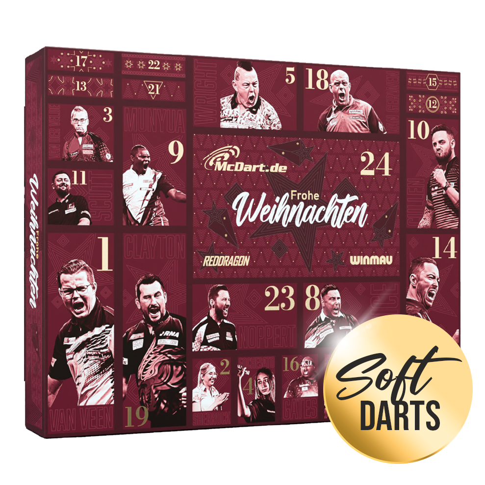Calendario de Adviento Premium McDart 2026 para jugadores de dardos blandos Calendario de Adviento Premium McDart 2026 para jugadores de dardos blandos