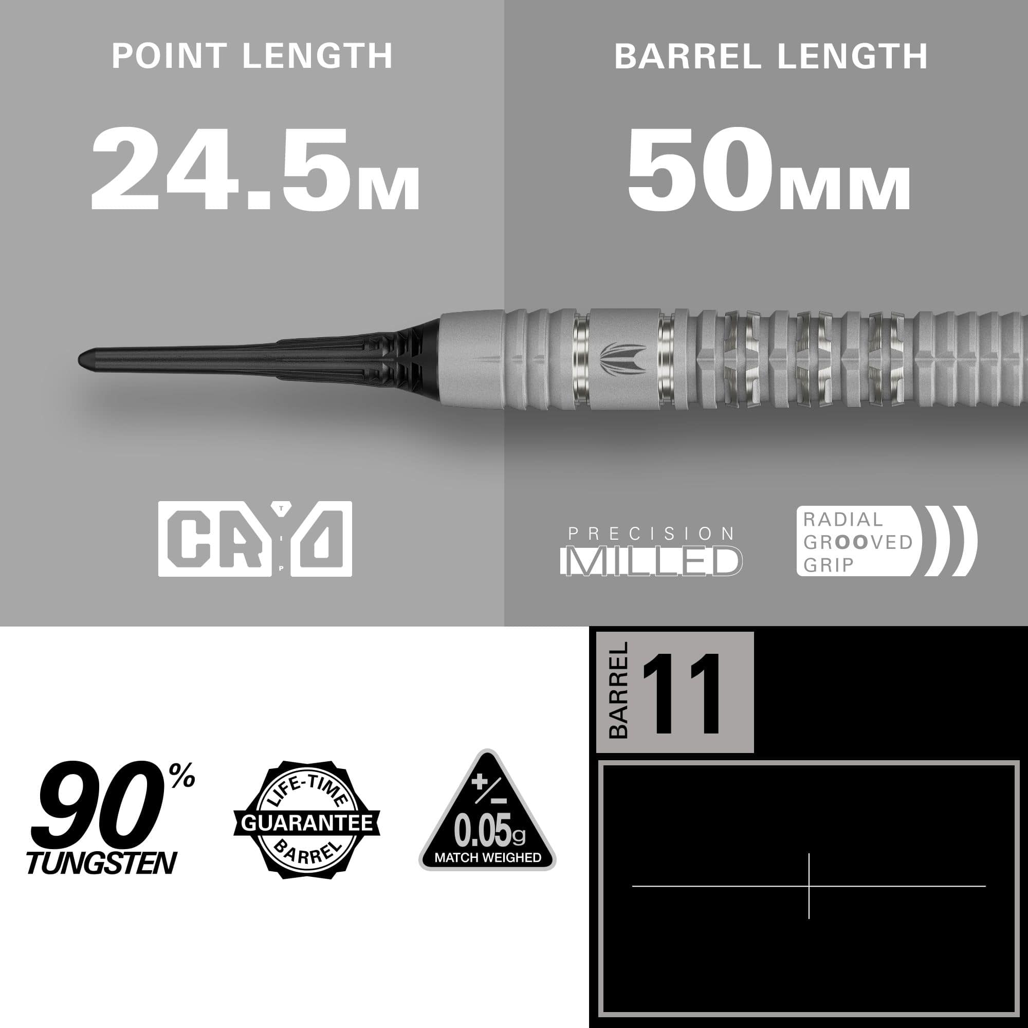 Dardos blandos Target Cryo 11 Dies ist ein Bild der Target Cryo 11 Softdarts. Diese Softdarts bieten eine neue Formgebung für fortschrittliches Dartspiel.