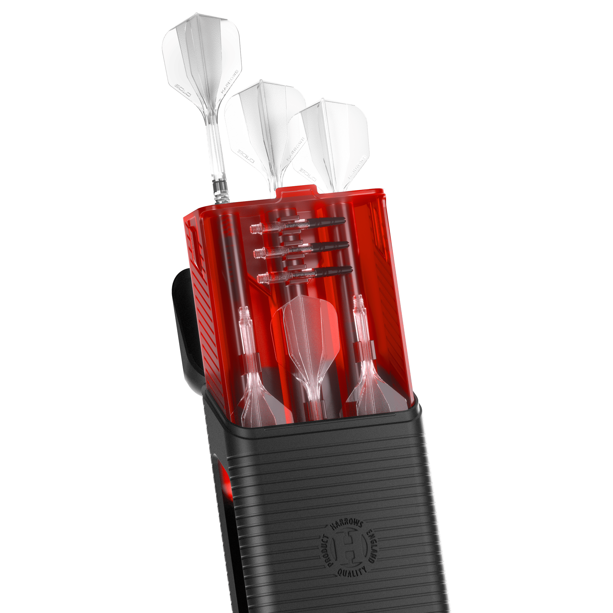 Estuche para dardos Harrows Vault Dieses Bild zeigt ein weiteres rotes Dartcase von Harrows. Es gehört zur Serie Vault Dartcase Rot.