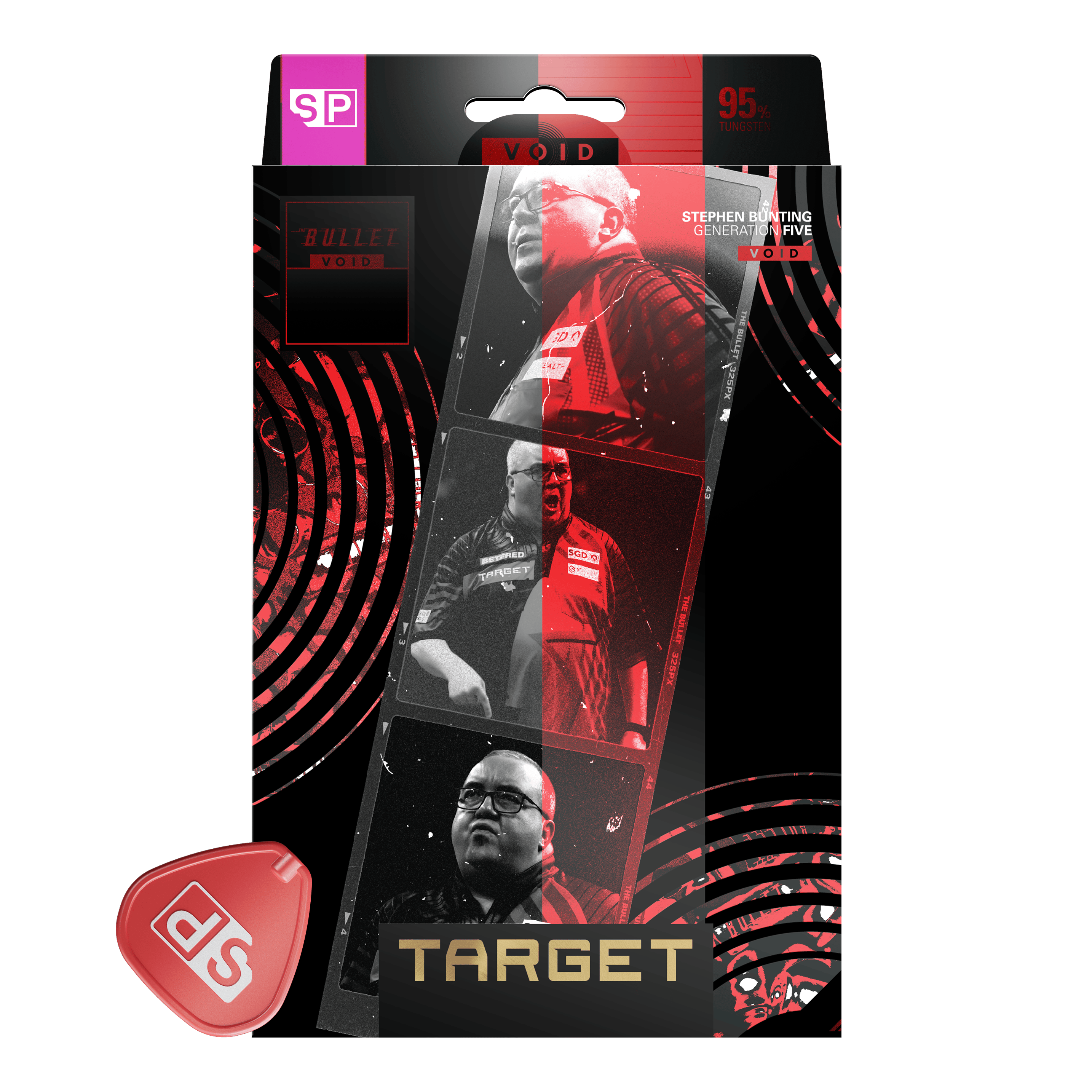 Dardos de acero Target Stephen Bunting GEN5 Void Swiss Point Zu sehen sind die Target Stephen Bunting GEN5 Void Swiss Point Steeldarts. Die Darts überzeugen durch ihr markantes Design und ihre gute Griffigkeit.